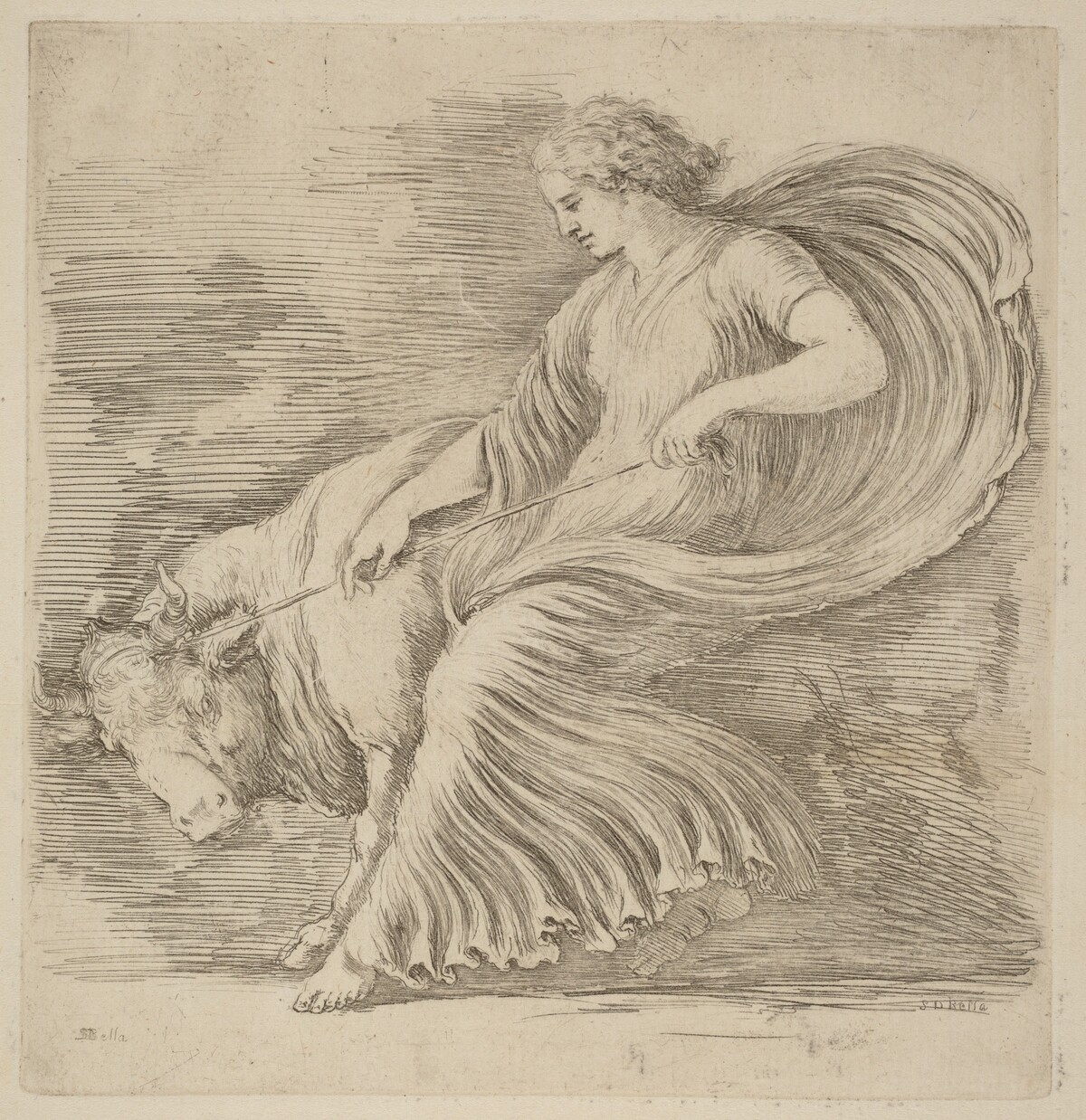 Woman with a Young Bull by Stefano Della Bella