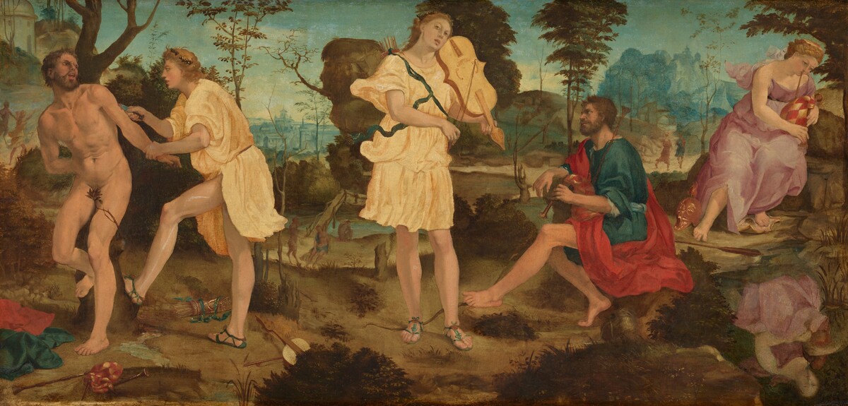 Apollo and Marsyas by Sienese 16th Century, possibly Bartolomeo di David