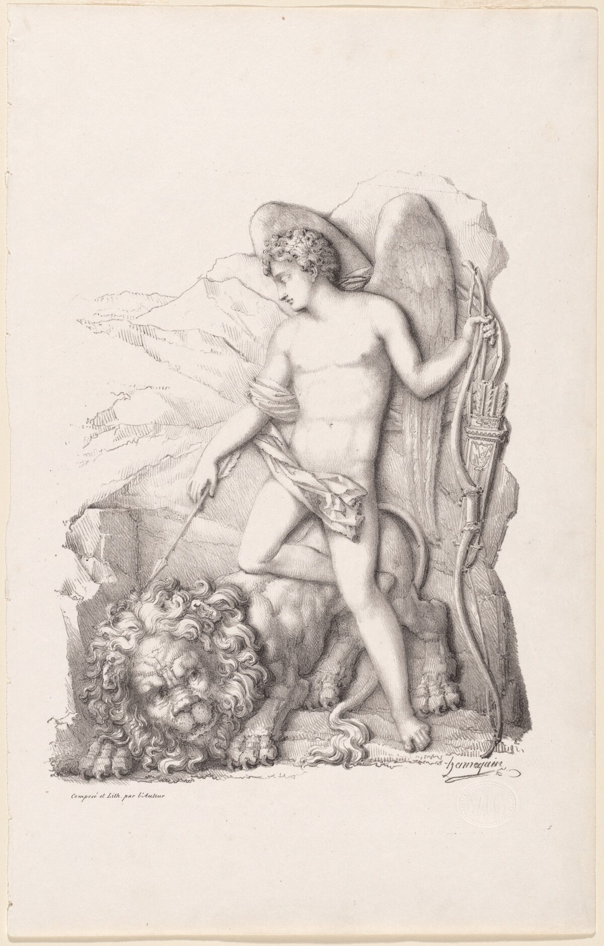 L’Amour terrassant un lion (Personification of Love Vanquishing a Lion) by Philippe-Auguste Hennequin