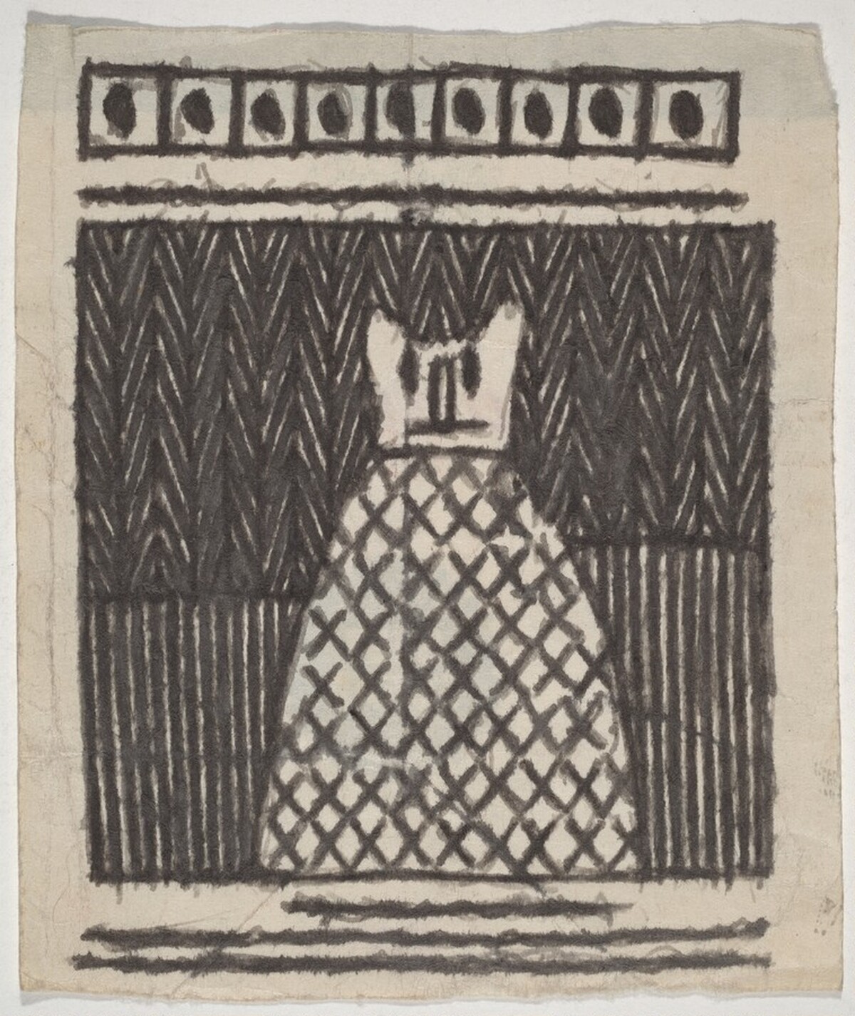 Untitled (Patterned Figure with Animal Face) by James Castle