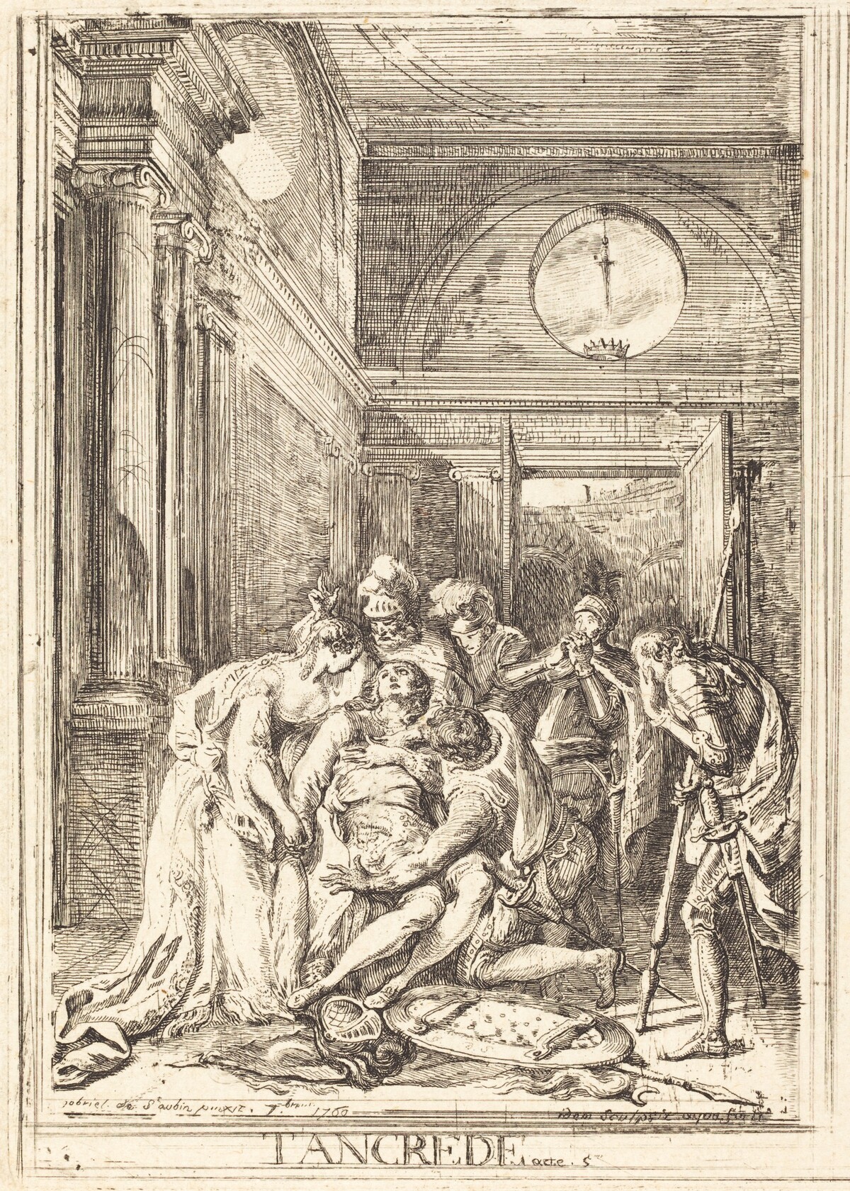 The Death of Tancred [left] by Gabriel Jacques de Saint-Aubin