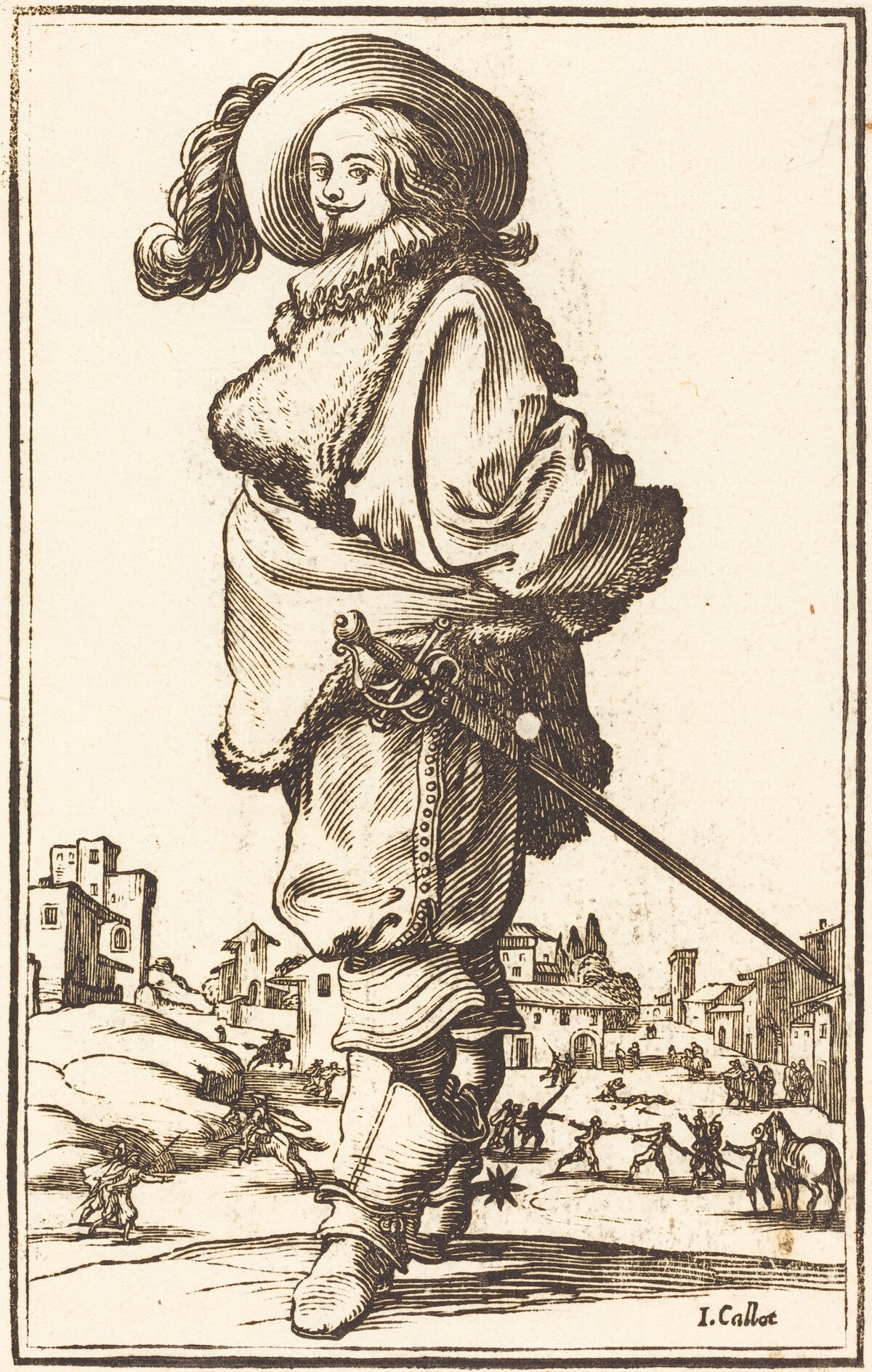 Noble Man with Fur Plastron by after Jacques Callot