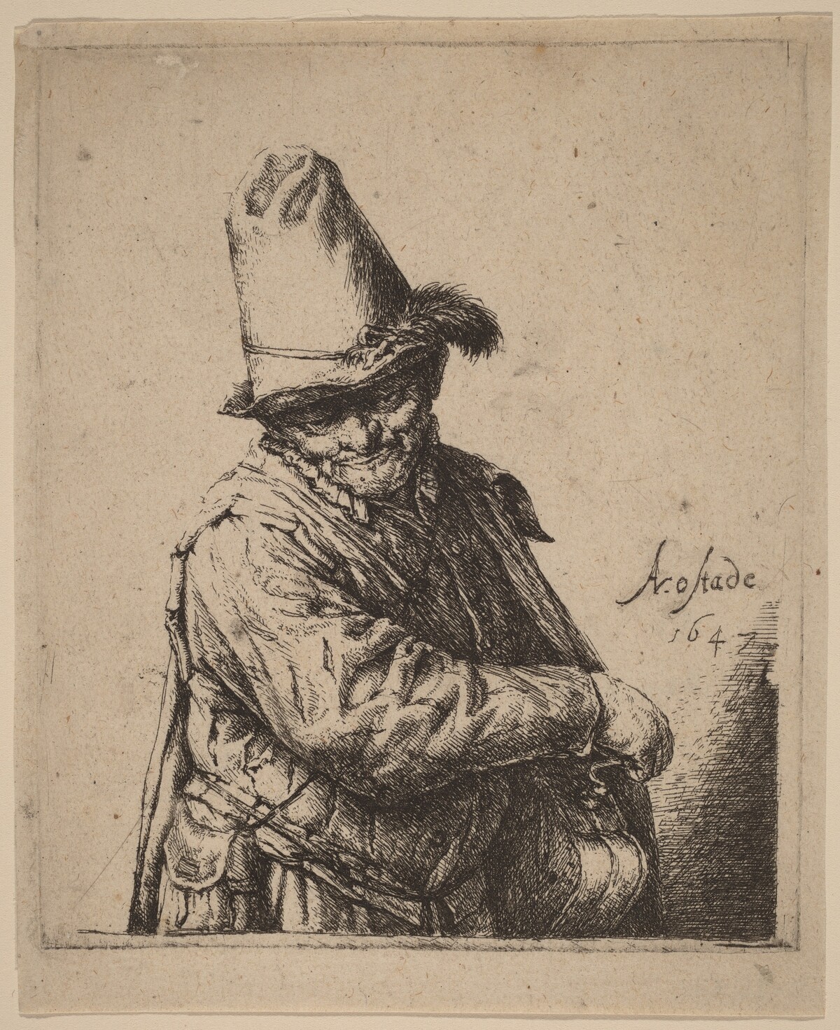 Hurdy-Gurdy Player in a Tall Hat by Adriaen van Ostade