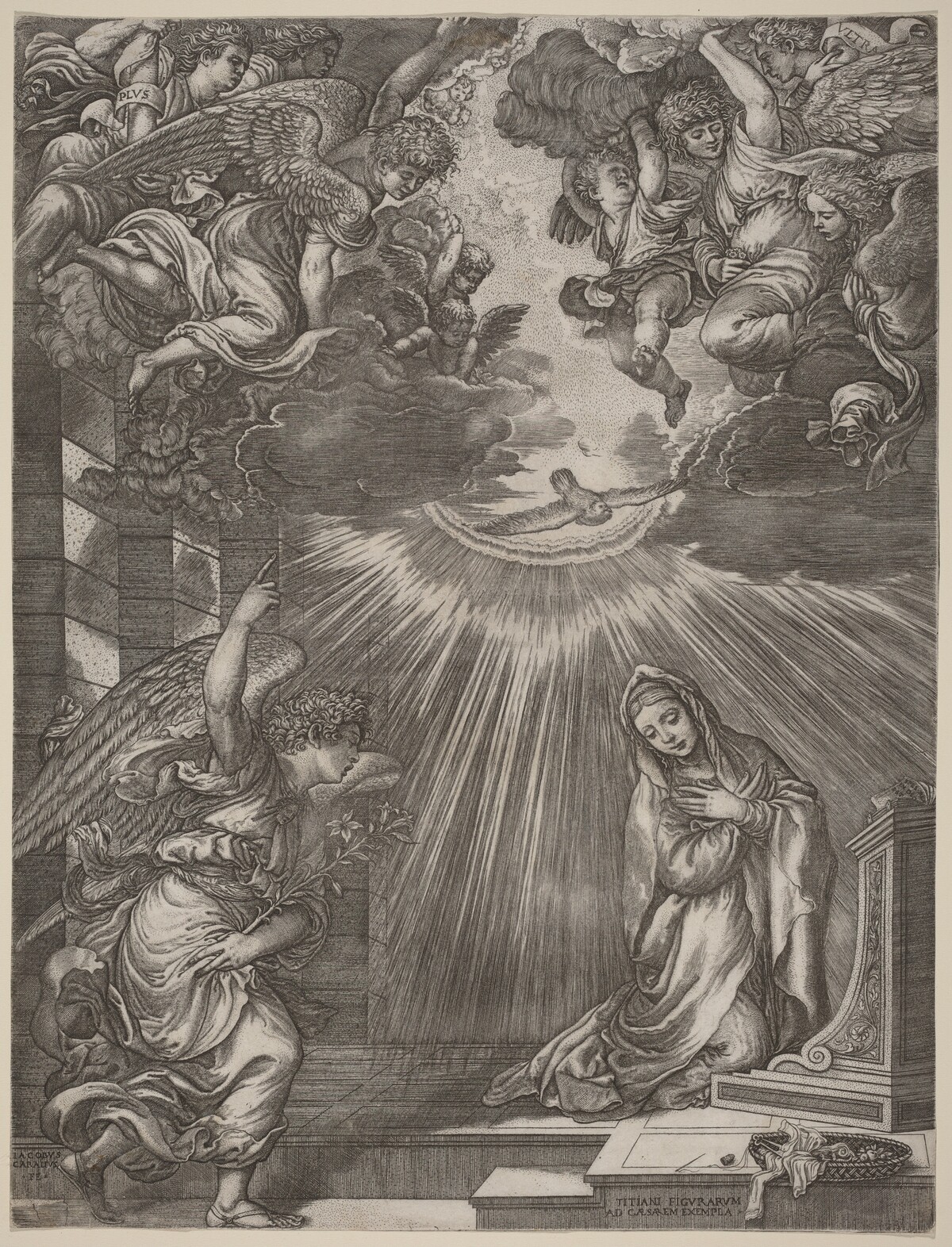 The Annunciation by Gian Jacopo Caraglio after Titian
