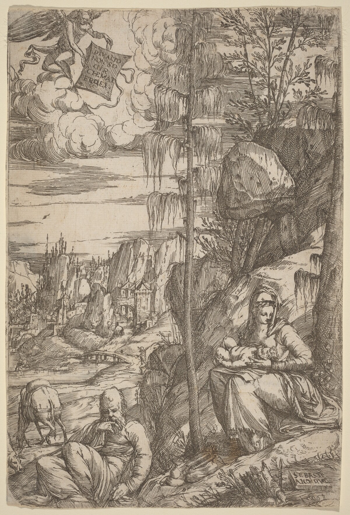 Landscape with the Rest on the Flight into Egypt by Sebastiano de Valentinis