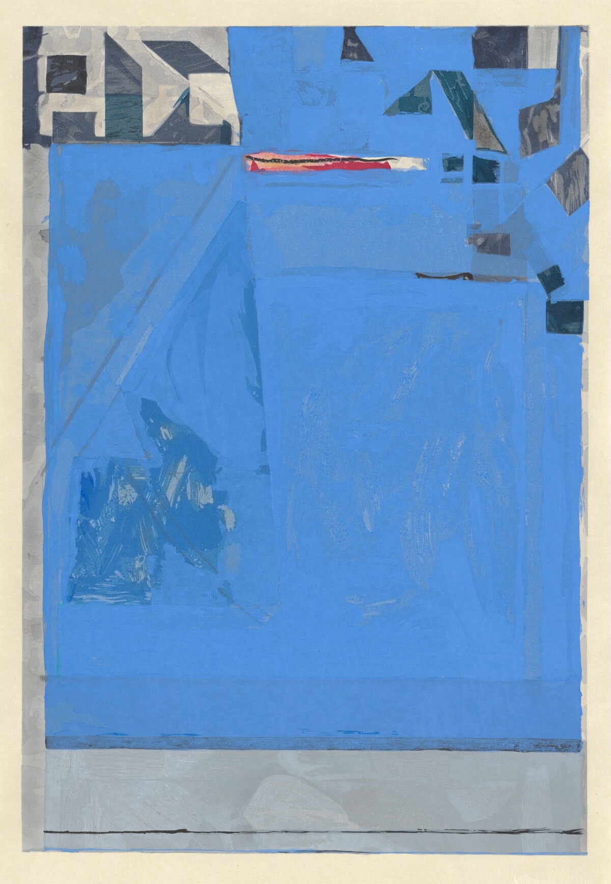 Blue with Red [working proof 3] by Richard Diebenkorn