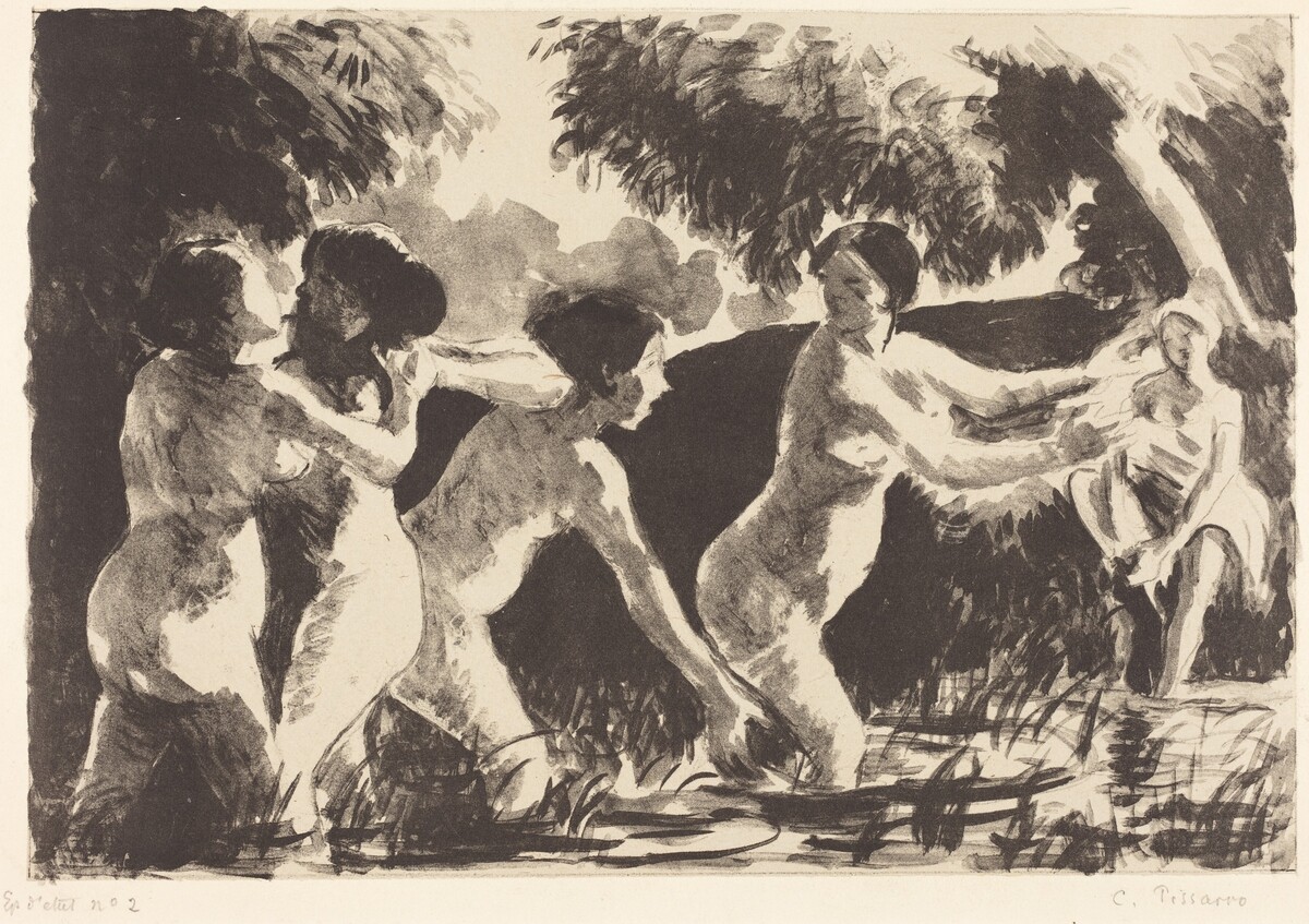 Bathers Wrestling (Baigneuses luttants) by Camille Pissarro