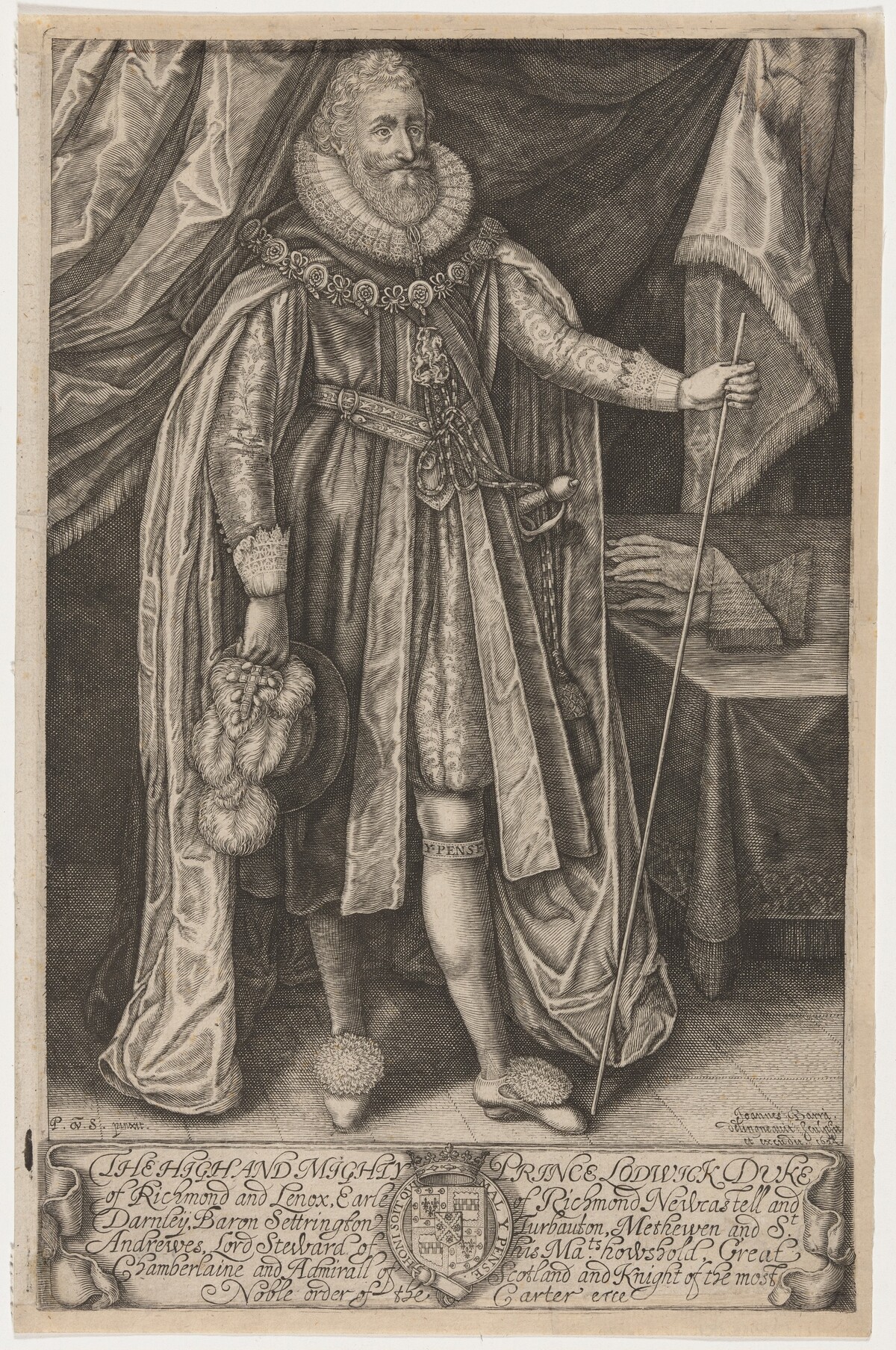 Lodovick Stuart, Duke of Richmond and Lennox by Johan Barra after Paulus van Somer I