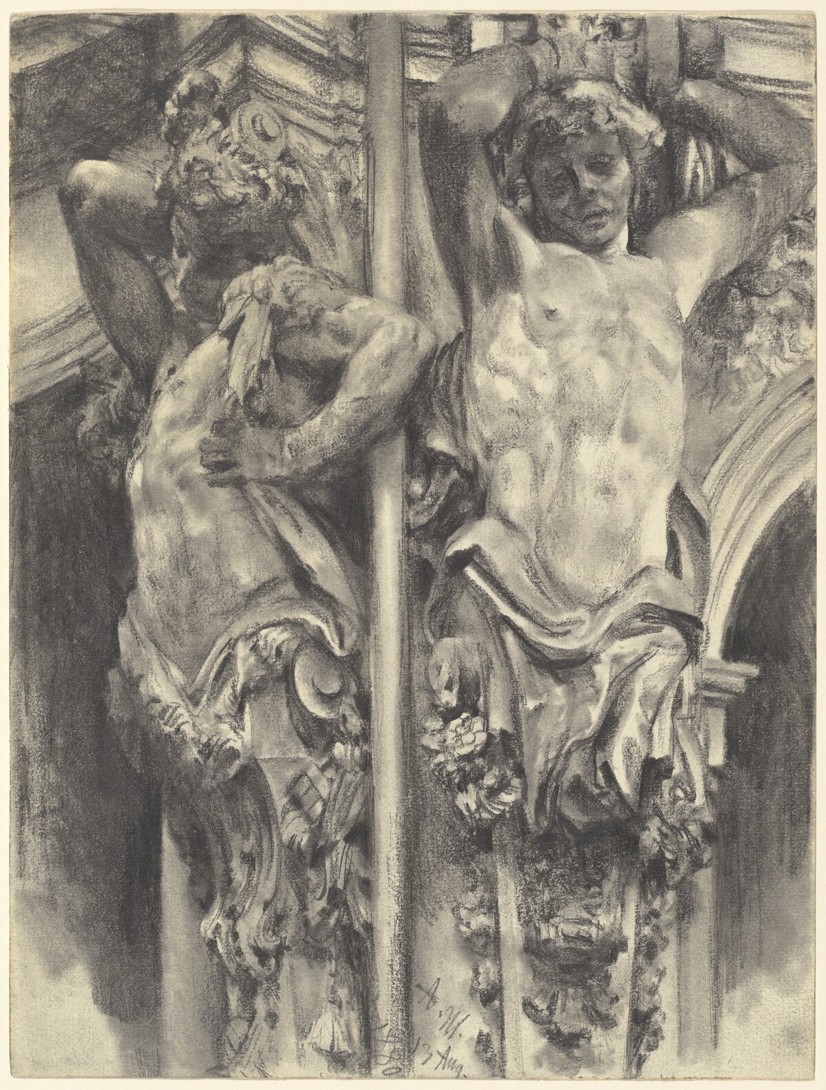 Atlases on the Wallpavillon of the Dresden Zwinger by Adolph Menzel