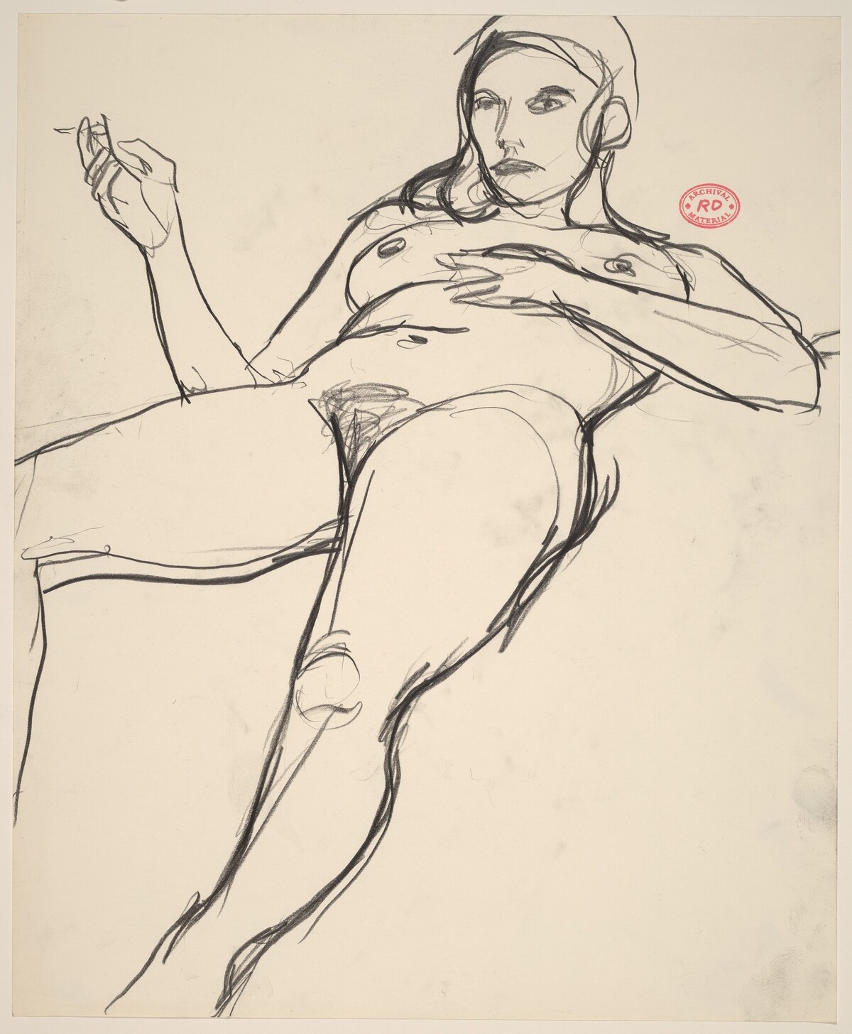 Untitled [reclining nude with a cigarette in her hand] by Richard Diebenkorn