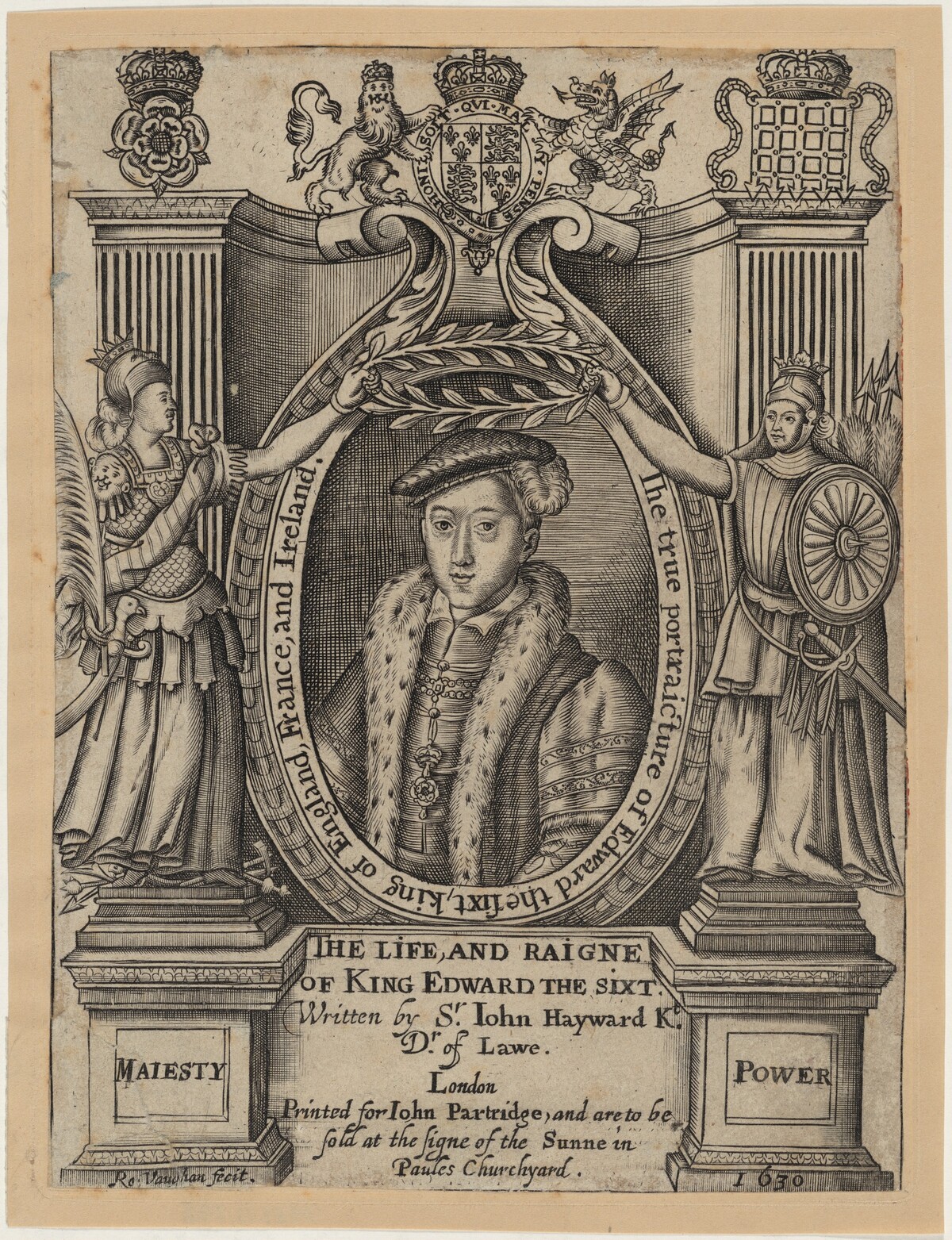 Title Plate to John Hayward, Life and Reigne of King Edward the Sixth by Robert Vaughan