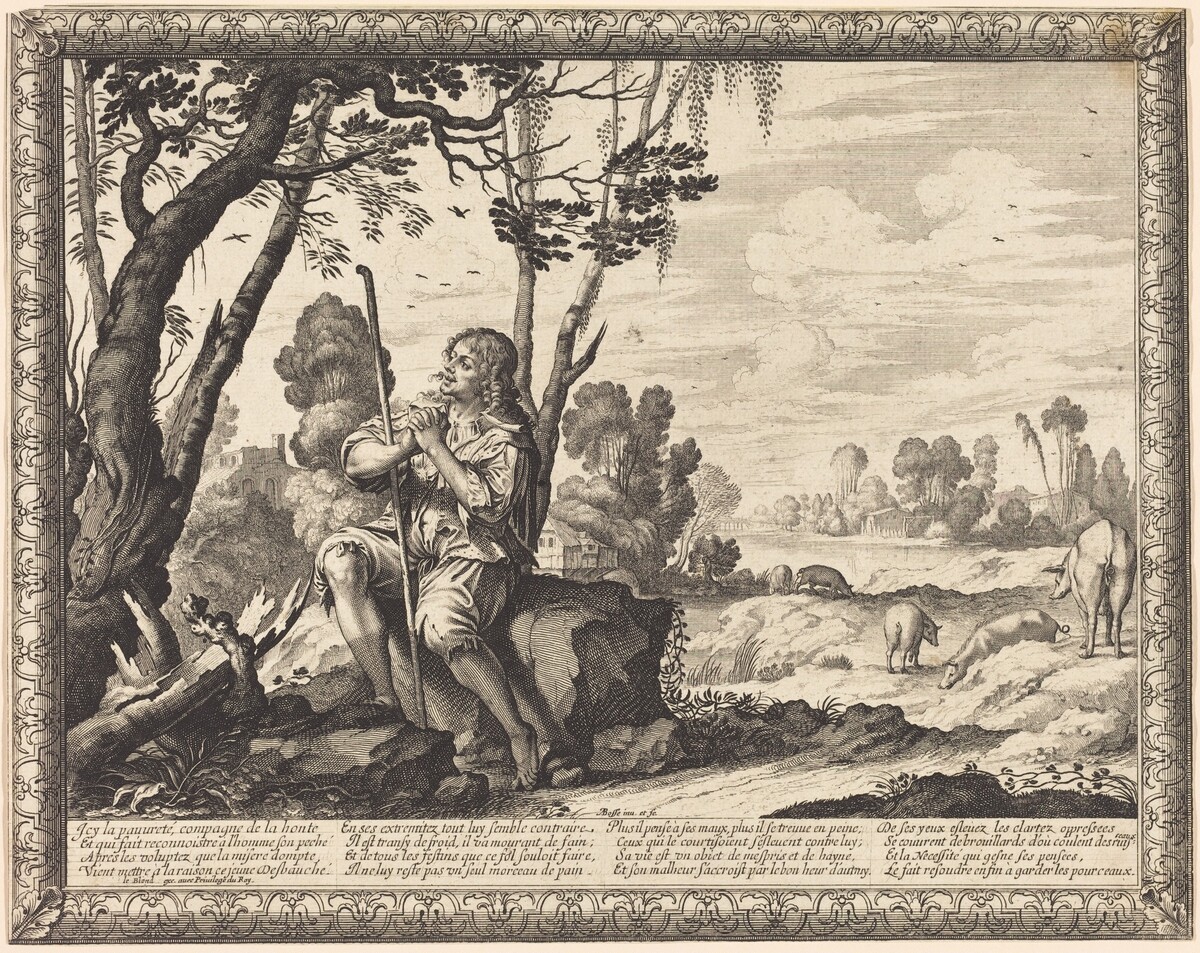 The Prodigal Son as a Swineherd by Abraham Bosse