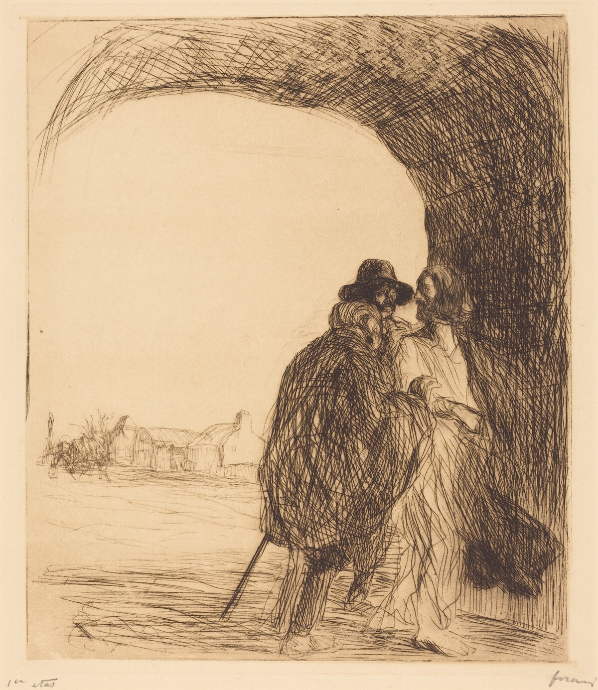 La rencontre sous la voute (3e planche) (The Meeting under the Arch) (third plate) by Jean-Louis Forain