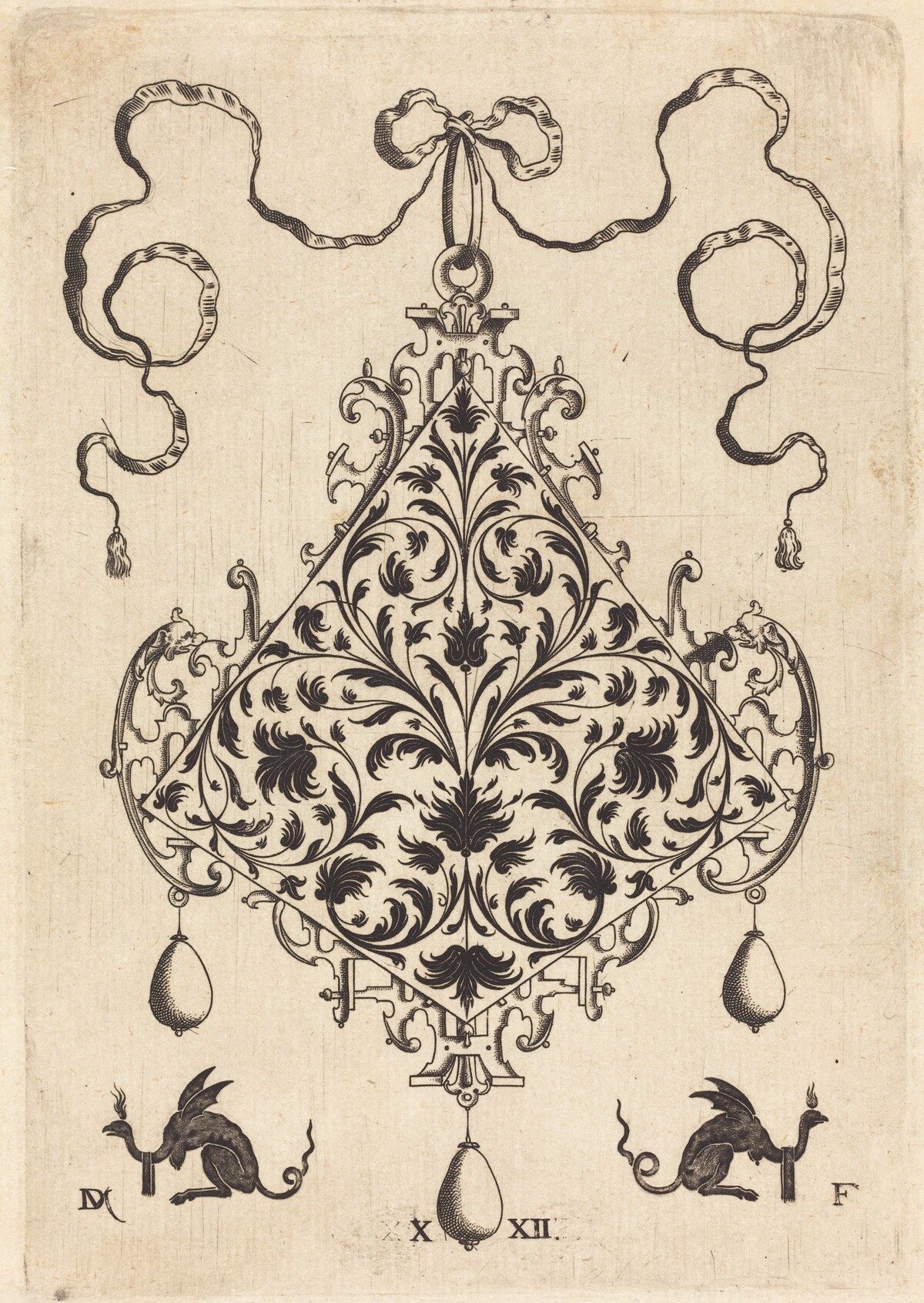 Large Pendant, Ornamental Foliage Design by Daniel Mignot
