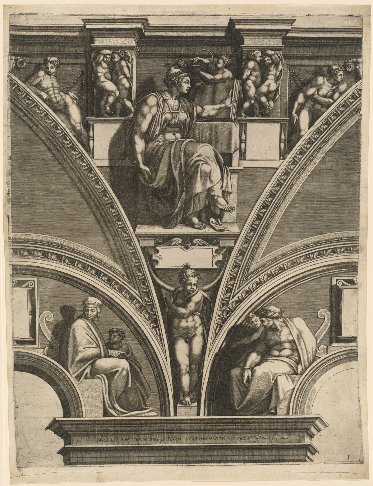 The Eritrean Sibyl by Giorgio Ghisi after Michelangelo
