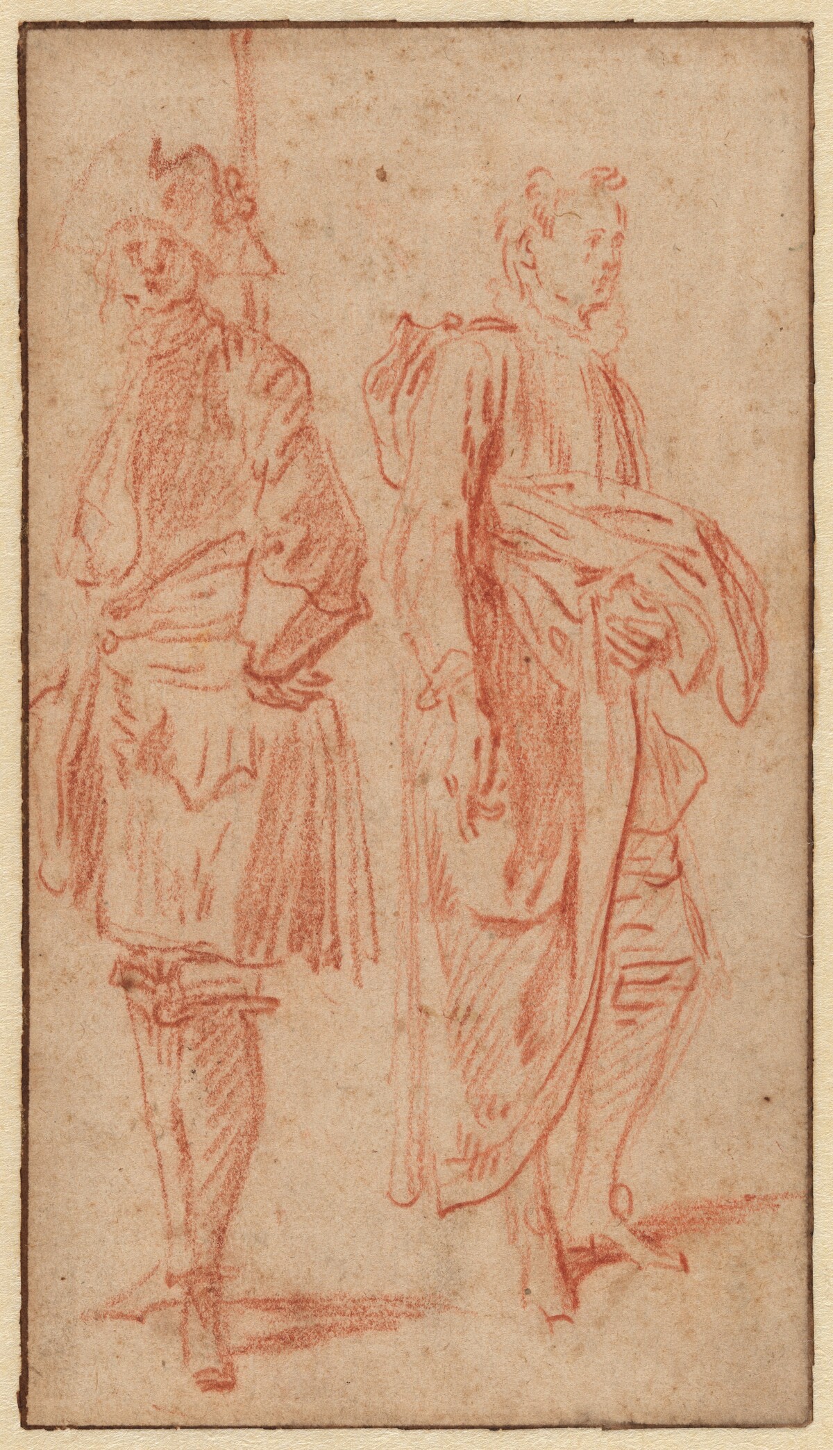 Two Standing Soldiers, One Wearing a Hat by Antoine Watteau