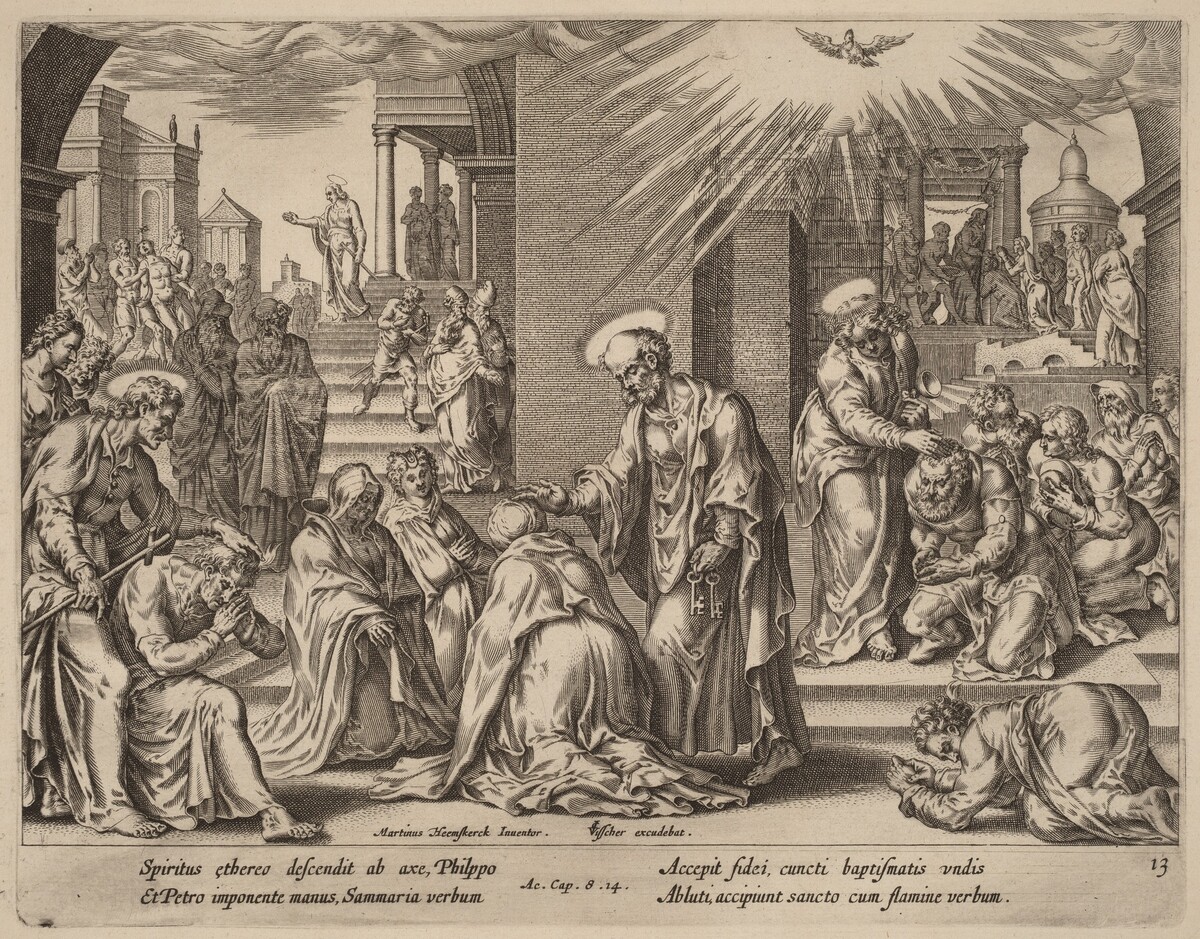 The People of Samaria Receive the Word of God by Philip Galle after Maerten van Heemskerck