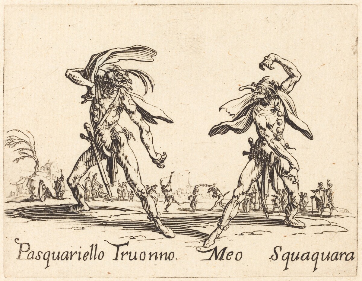 Pasquariello Truonno and Meo Squaquara by Jacques Callot