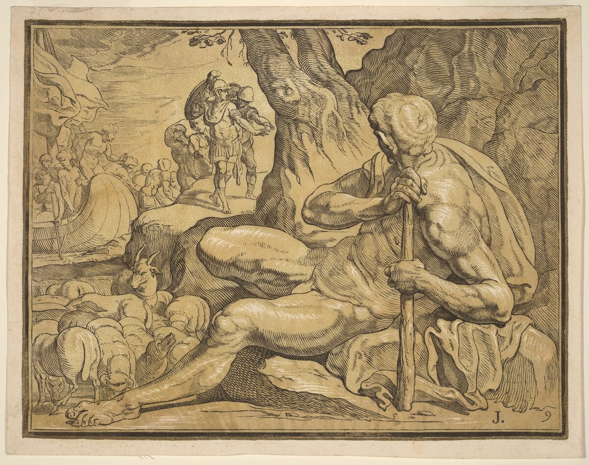 Ulysses and Polyphemus by John Baptist Jackson, after Francesco Primaticcio