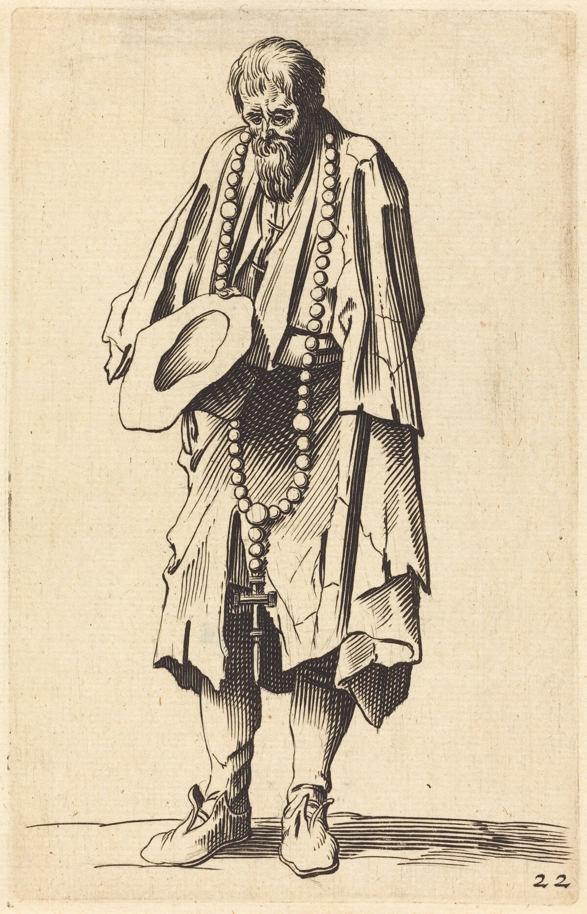 Beggar with Rosary by after Jacques Callot