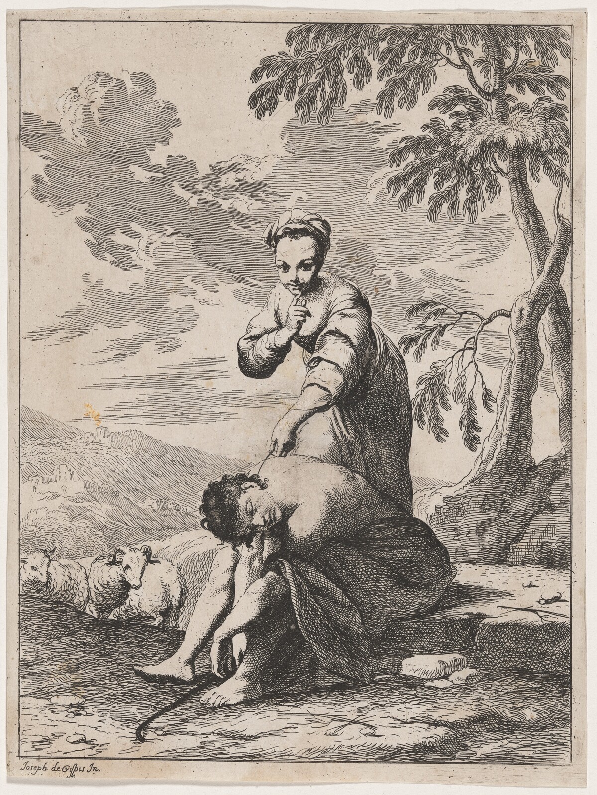 Sleeping Shepherd Tickled by a Shepherdess by Giuseppe Maria Crespi and Ludovico Mattioli
