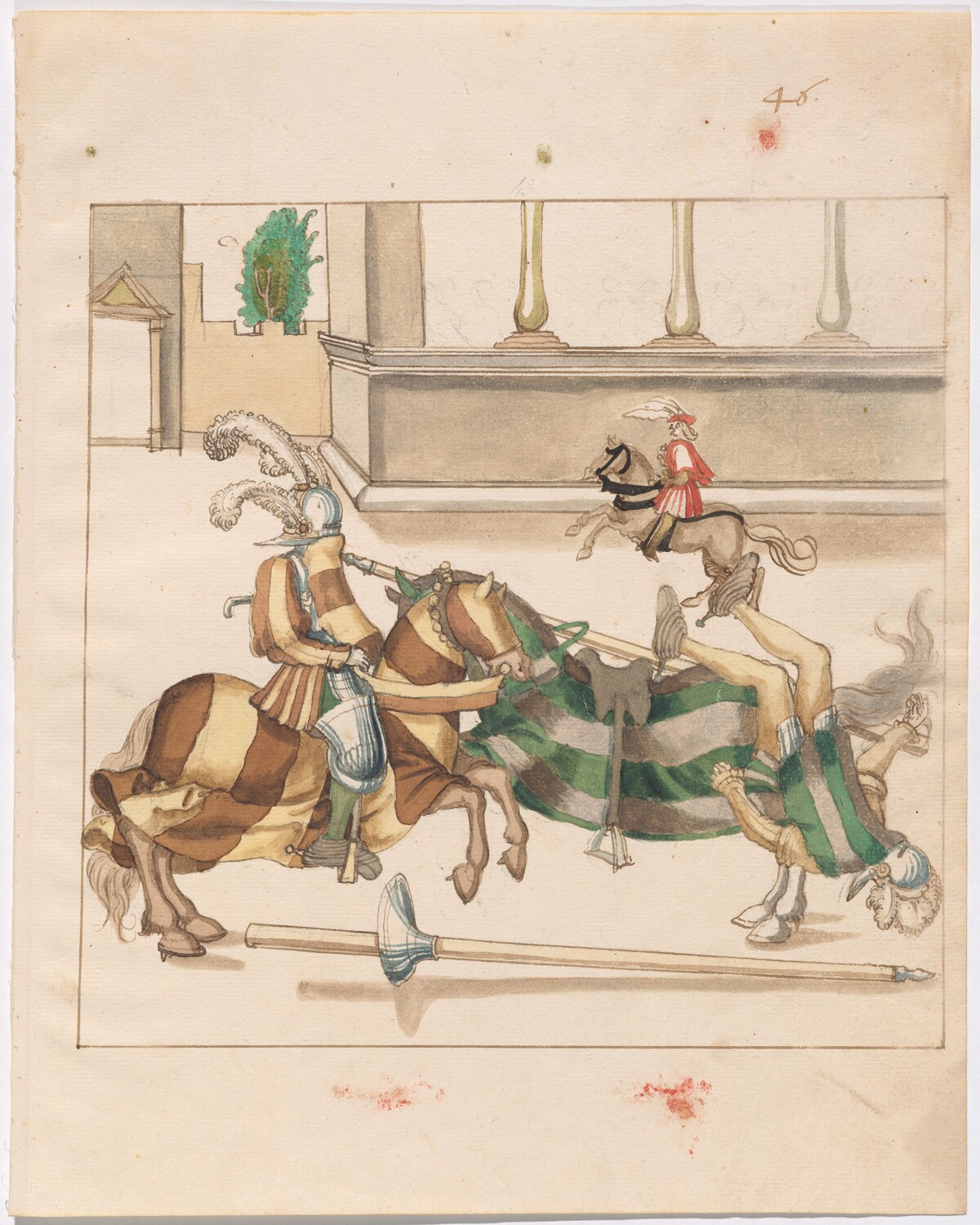 Mock Joust of War with Fixed Shields by German 16th Century