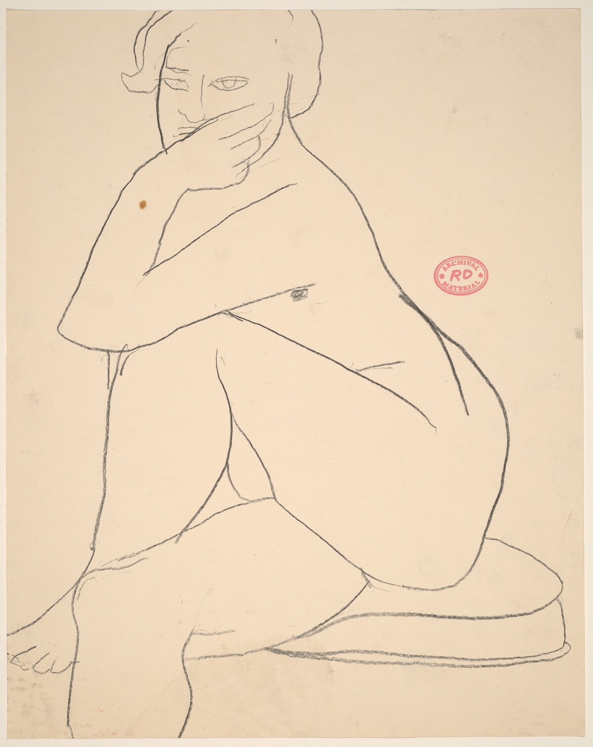 Untitled [seated nude with crossed legs resting her arm on her knee] by Richard Diebenkorn
