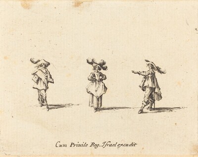 Lady with Large Plumes, and Two Gentlemen