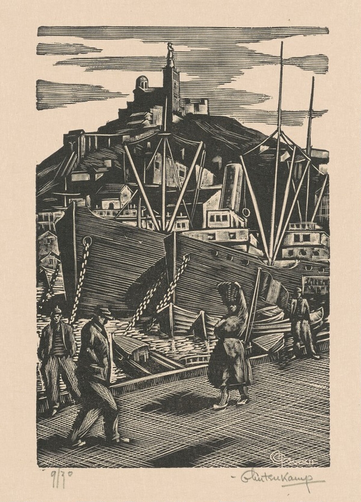 Vieux Port and Notre Dame de la Garde, Marseilles, France by Henry J. Glintenkamp