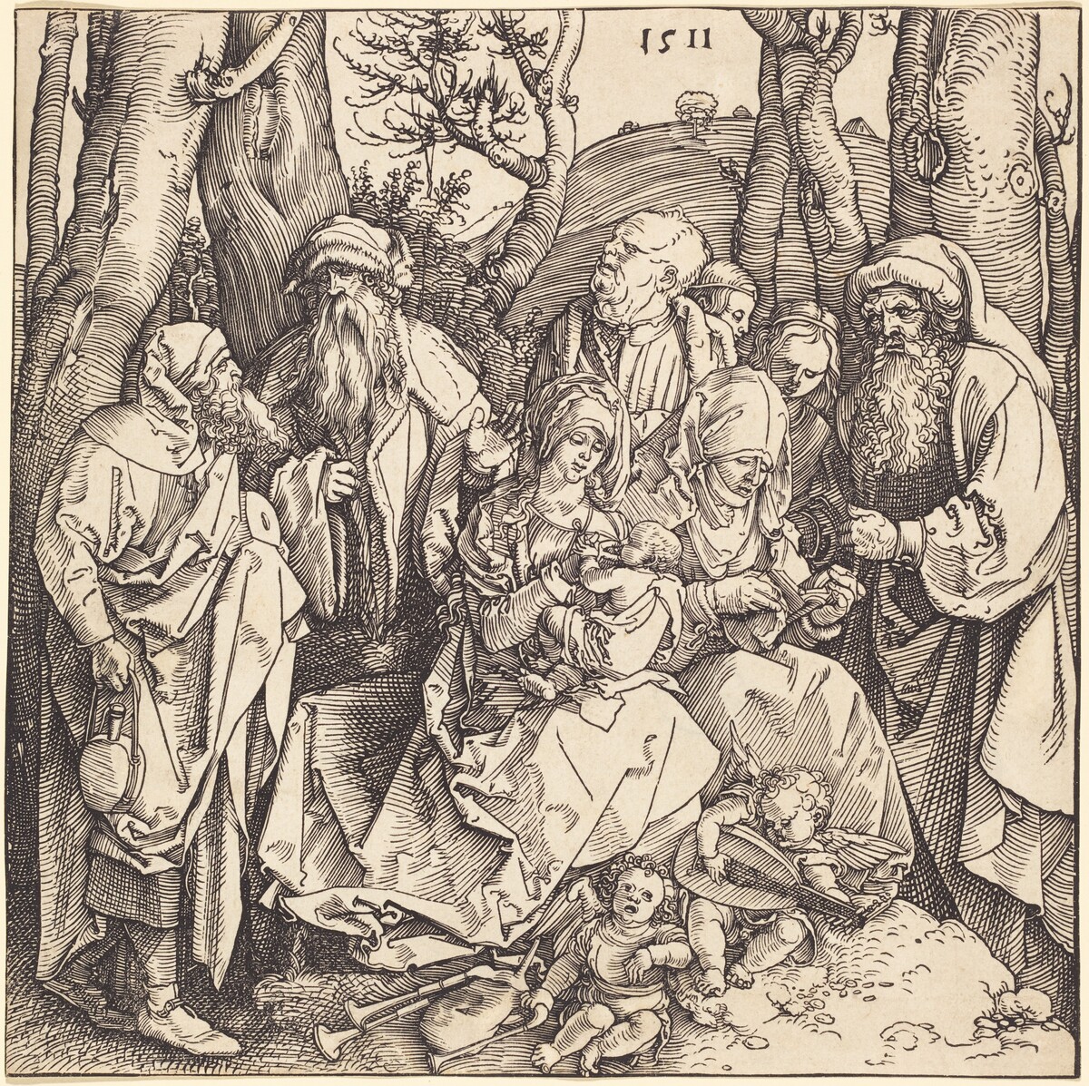The Holy Family with Two Music-Making Angels by Albrecht Dürer