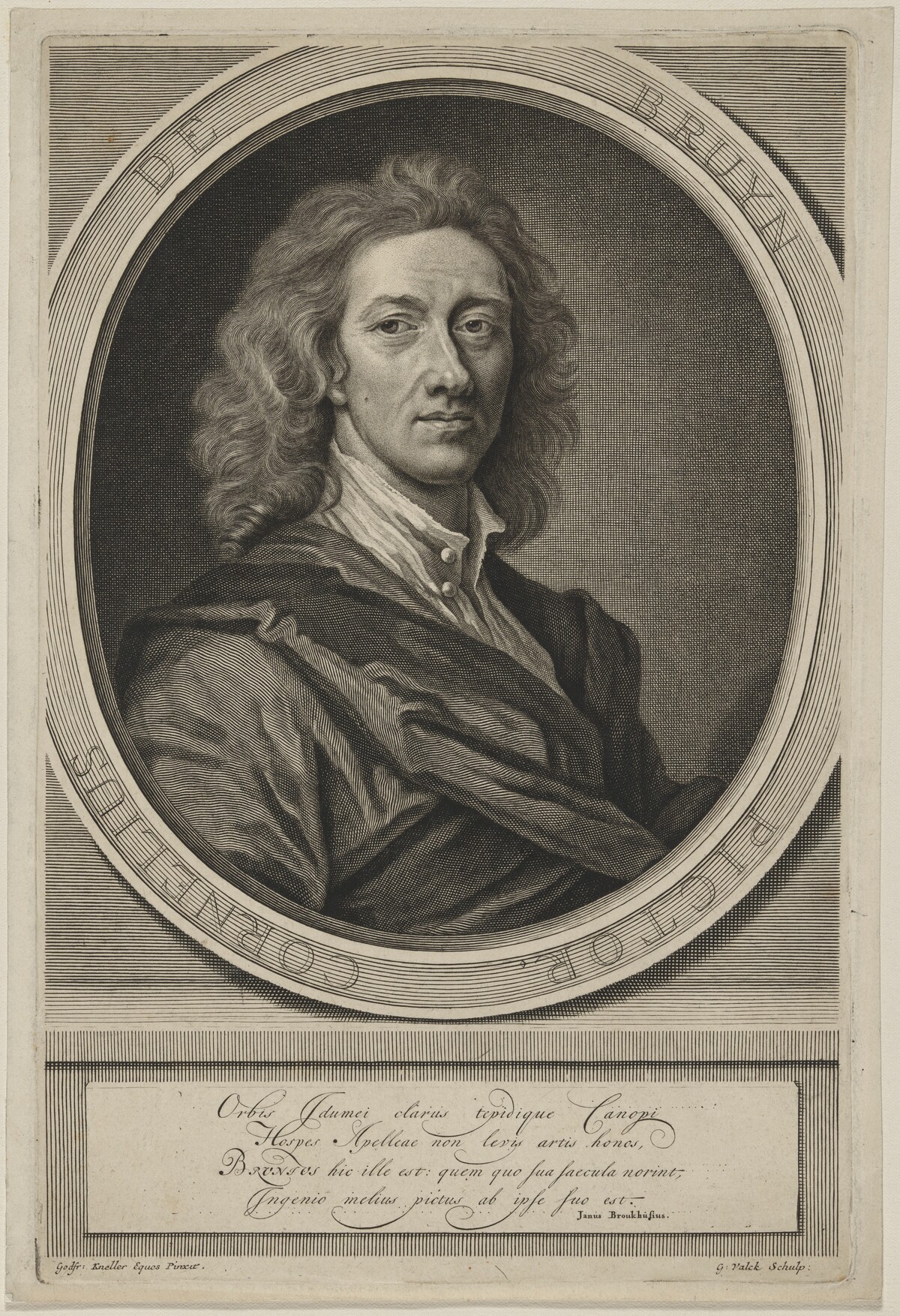 Cornelius de Bruyn I, Painter by Gerard Valck after Sir Godfrey Kneller