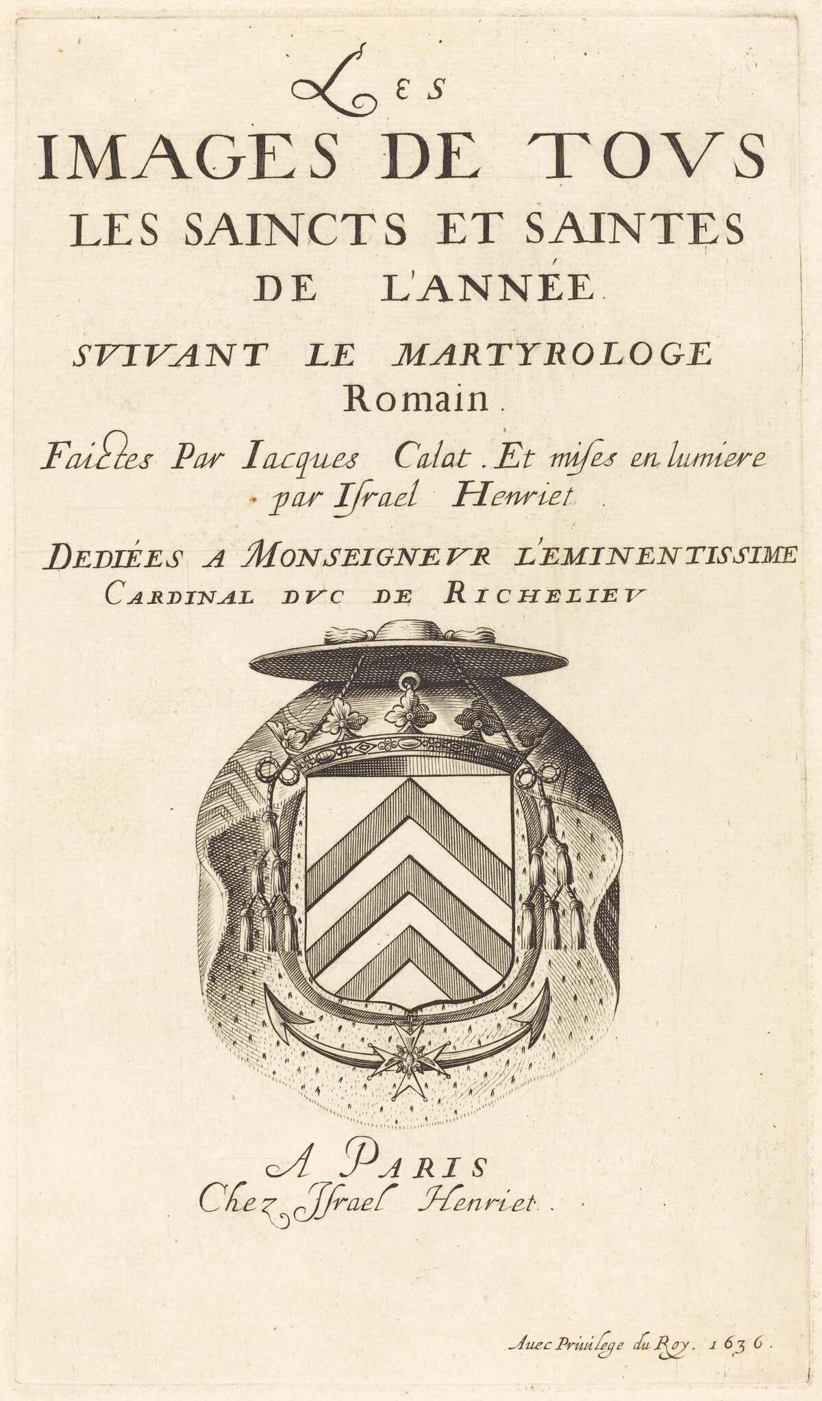 Title Page for Callot's "The Calendar of Saints" by Attributed to Abraham Bosse