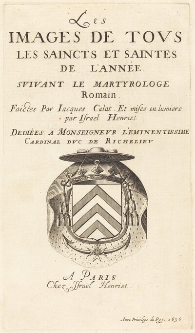 Title Page for Callot's "The Calendar of Saints"
