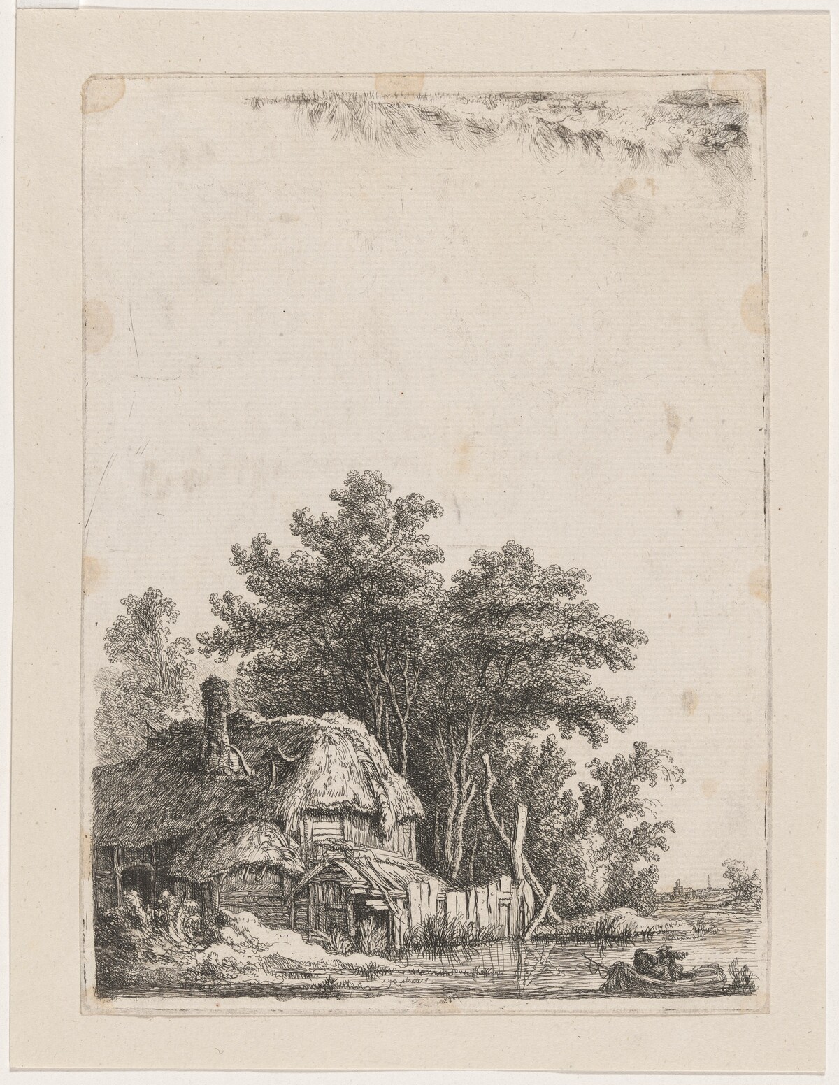 Landscape with Cottage on the Water / Two Men at the Ford by Franz Edmund Weirotter
