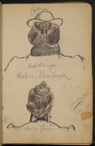 Two Studies of Women's Heads seen from Behind