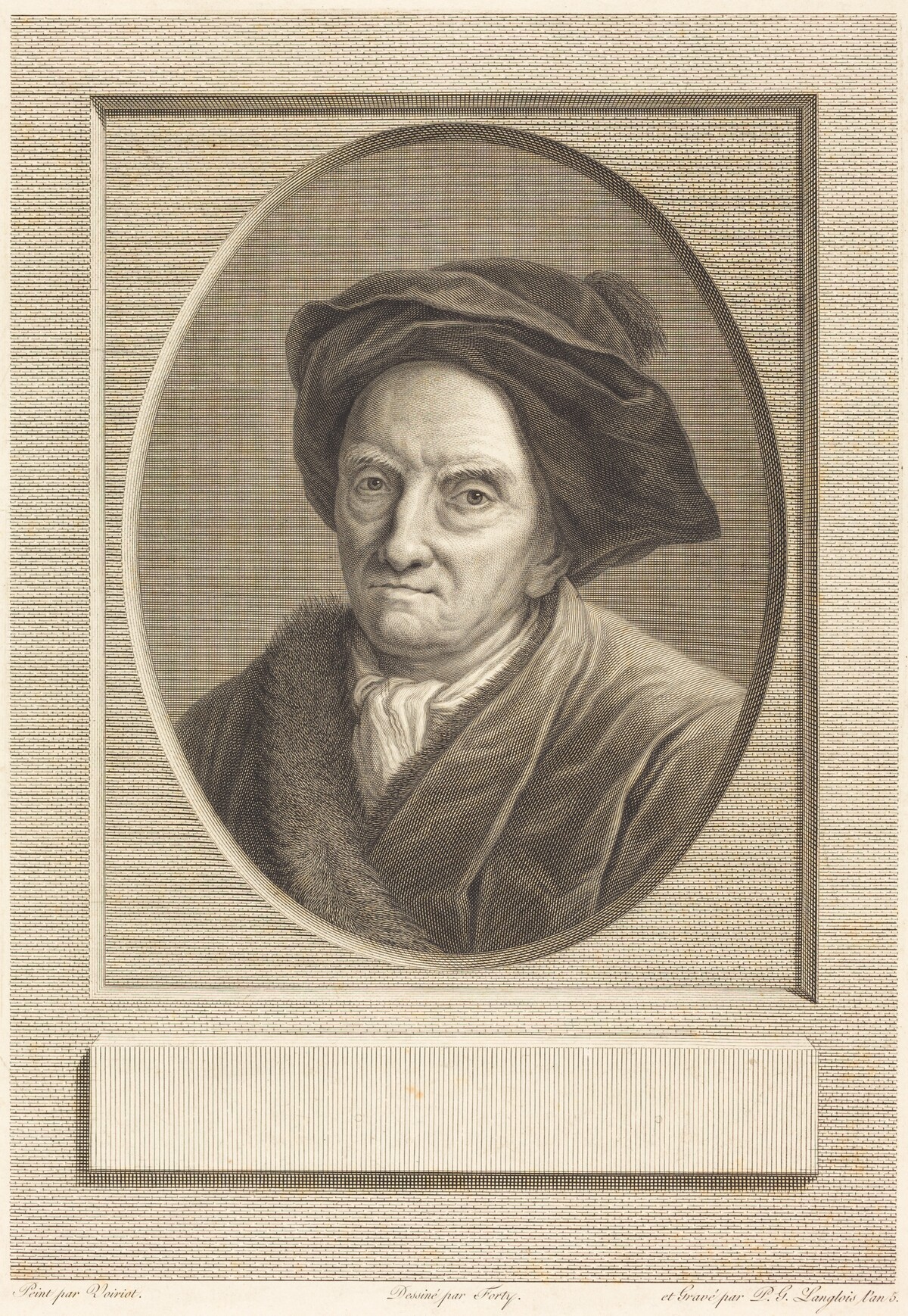 Fontenelle by Pierre Gabriel Langlois after Guillaume Voiriot after Jean-Jacques Forty