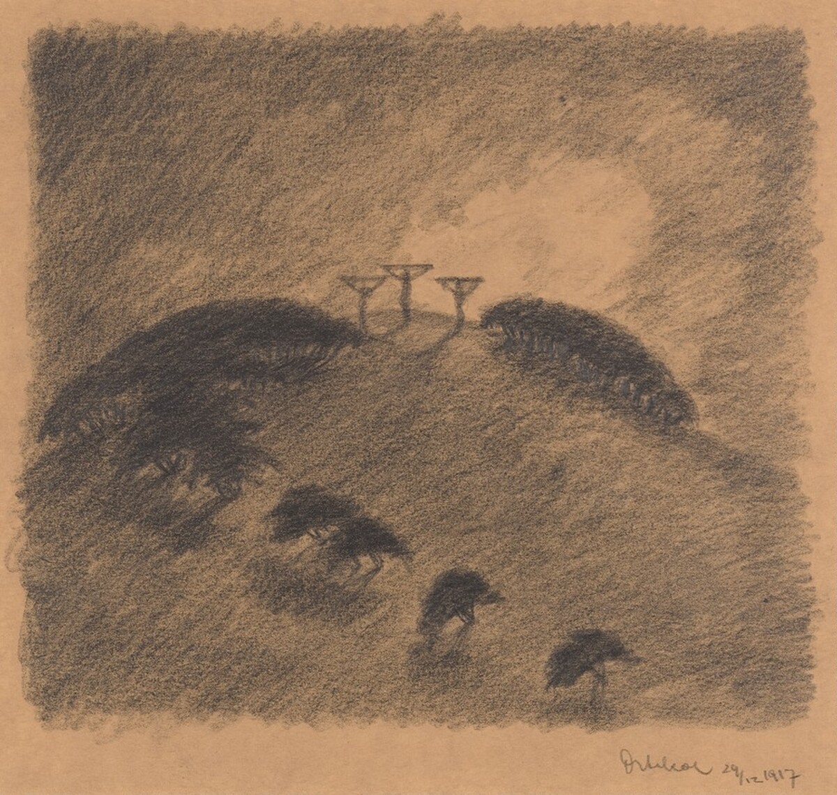 Crucifixion/Three Crosses on a Hill by Frantisek Drtikol