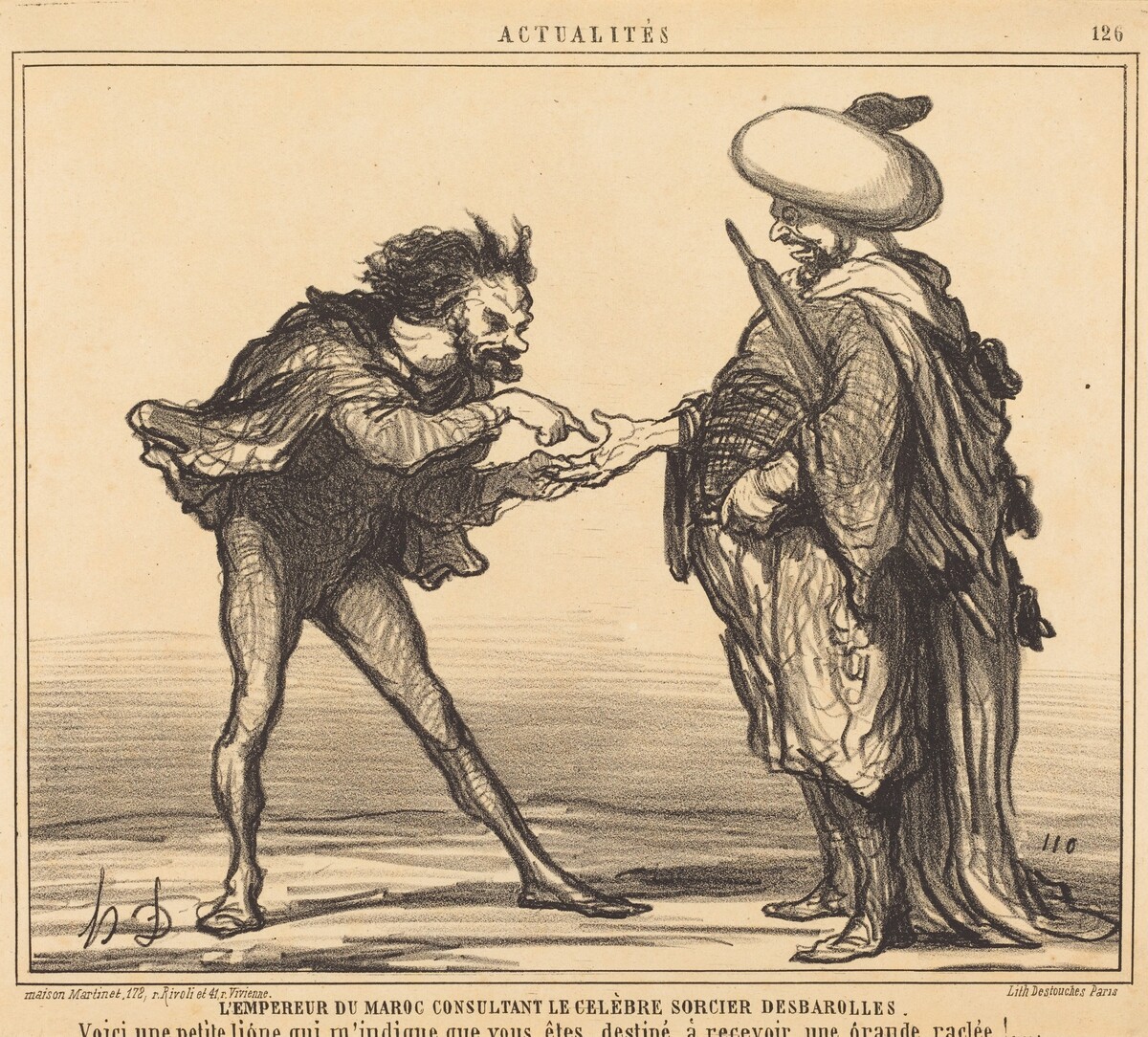 L'Empereur du Maroc consultant... Desbarolles by Honoré Daumier