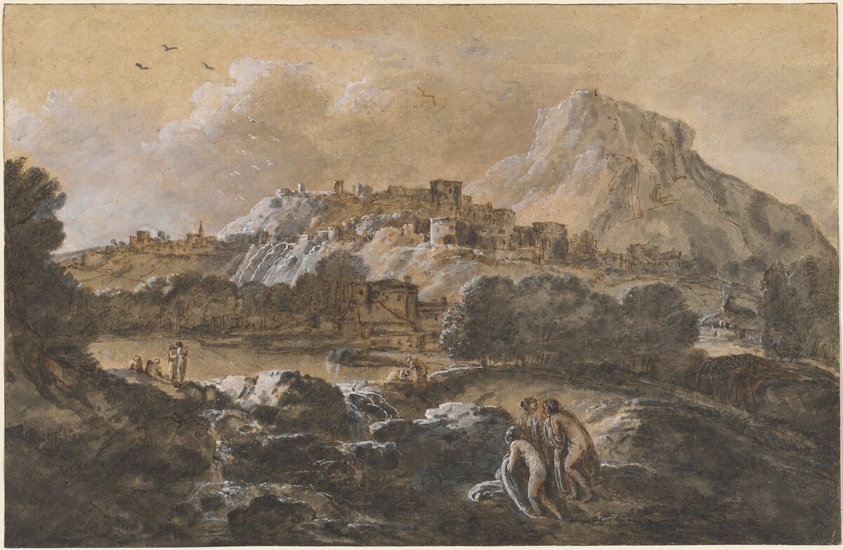 Mountainous River Landscape with Bathers by Francesco Zuccarelli