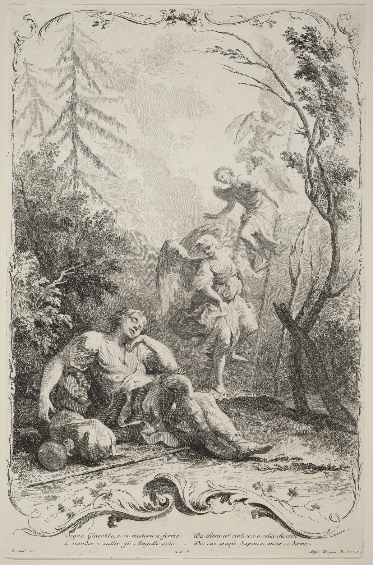 Jacob's Ladder by Joseph Wagner (publisher) after Jacopo Amigoni