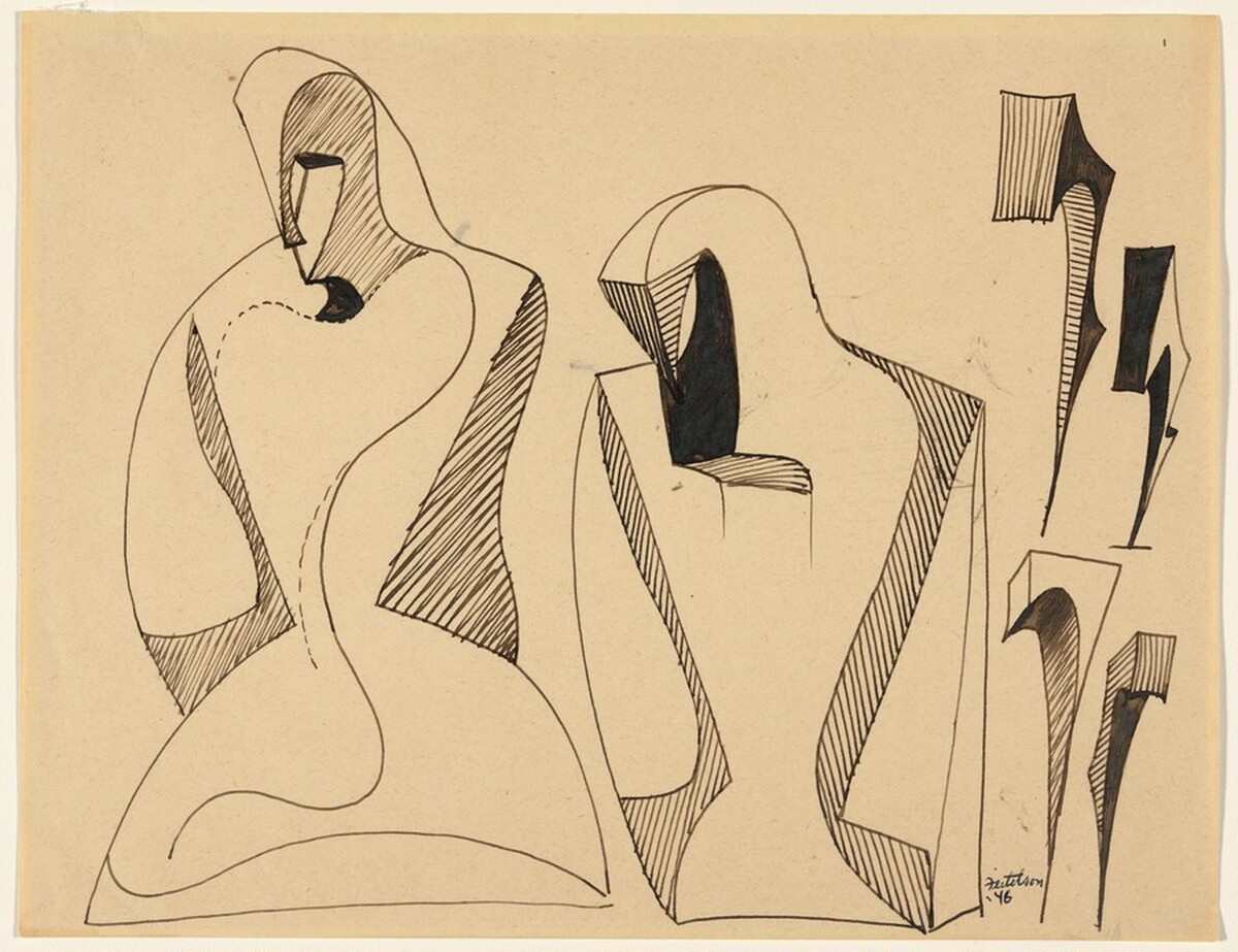 Figure Evolving into Magical Forms by Lorser Feitelson