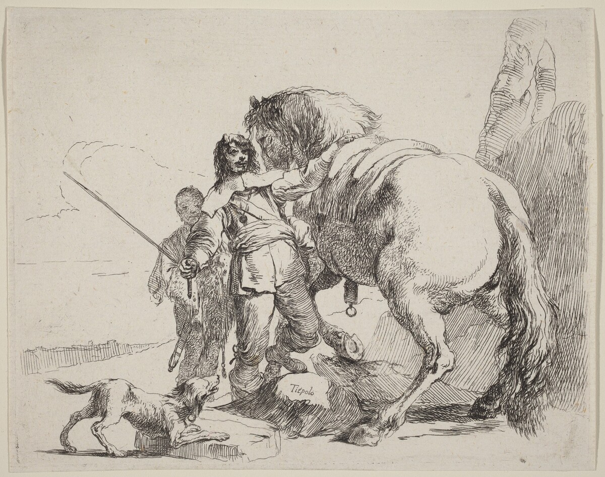 Soldier with Horse and Attendant by Giovanni Battista Tiepolo