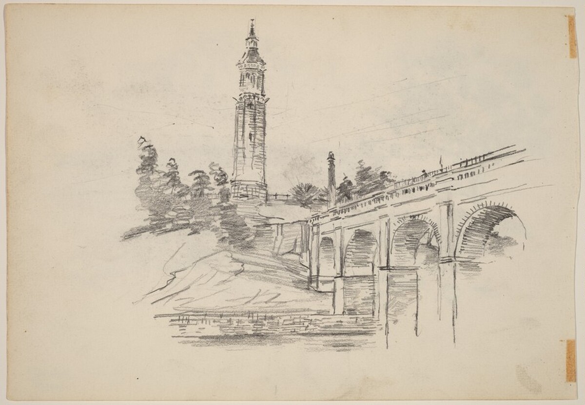 Landscape with Tower [recto] by John Marin