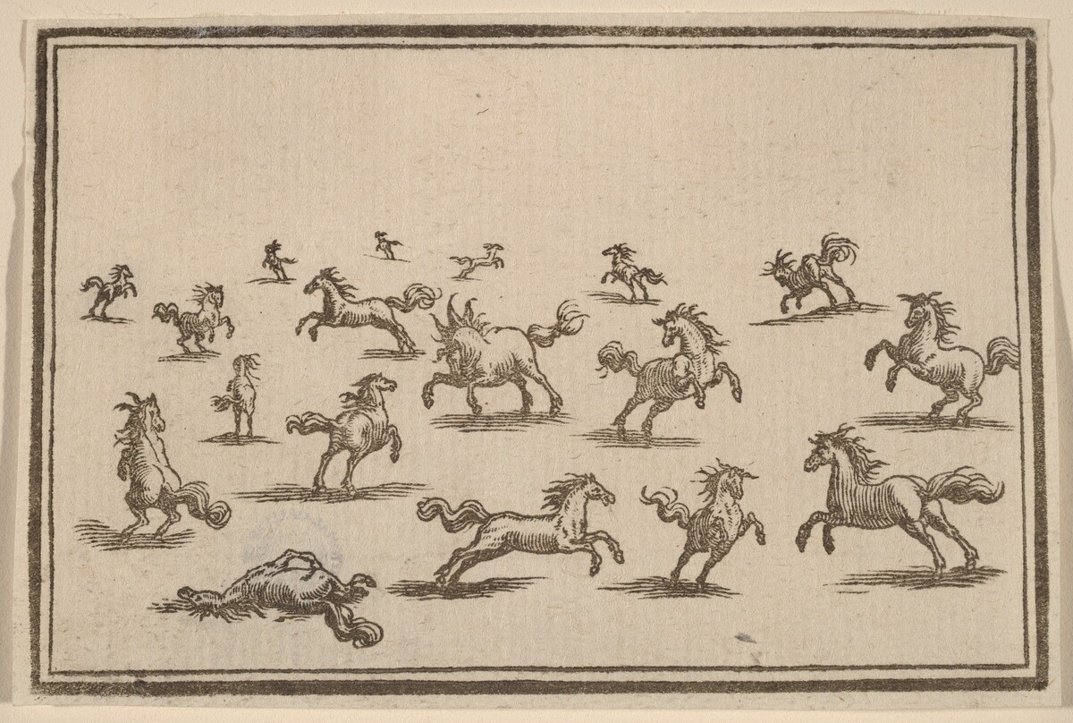Horses Running by Edouard Eckman after Jacques Callot