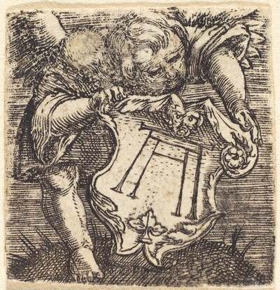 Putto Holding a Shield with the Monogram of Altdorfer