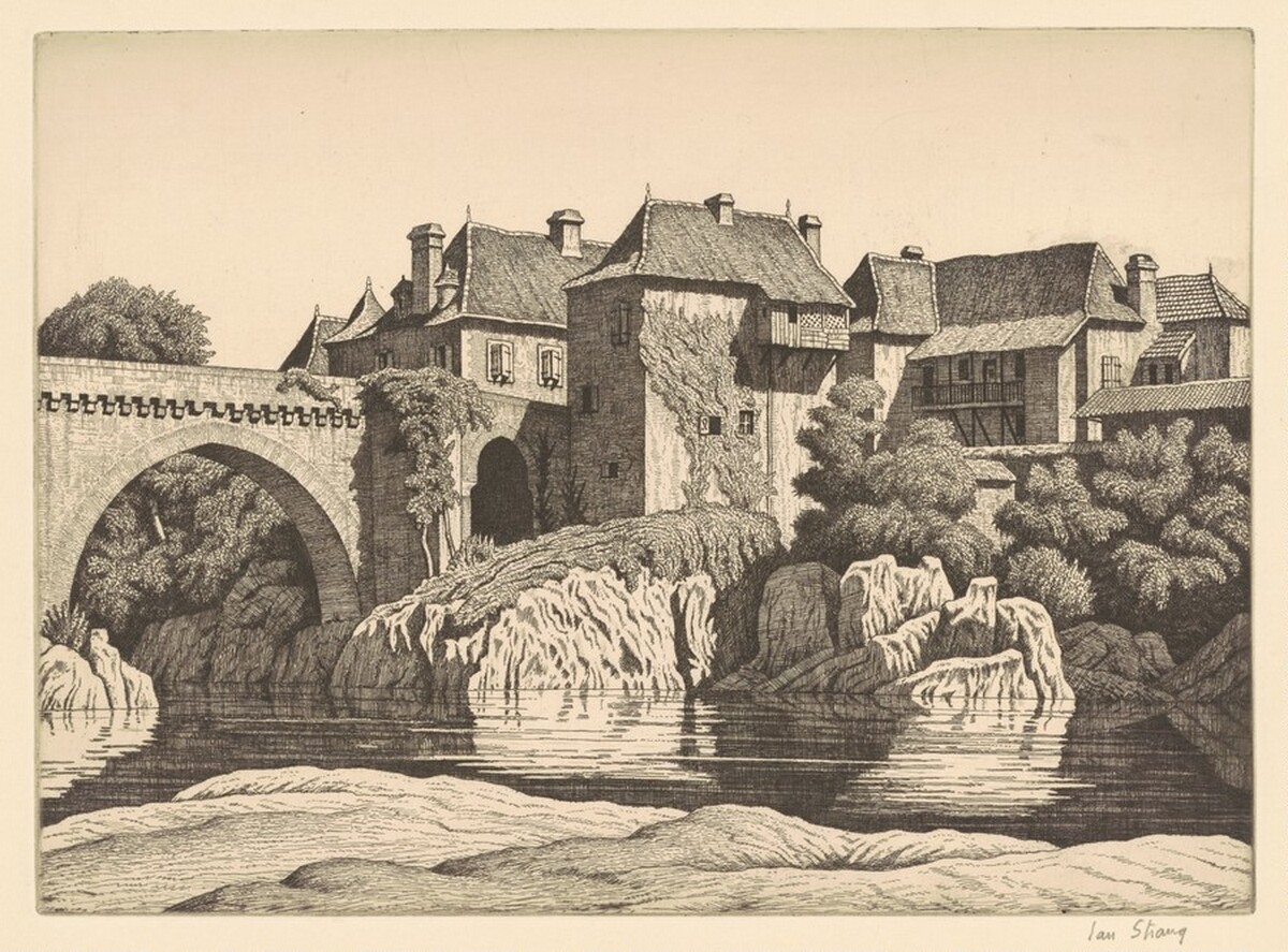 Houses by the Bridge, Orthez by Ian Strang