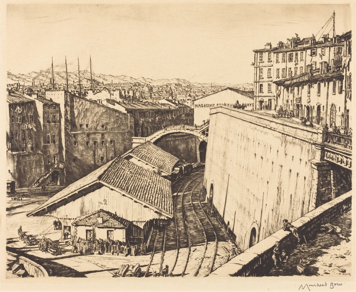 Railway Sheds, Marseilles by Muirhead Bone