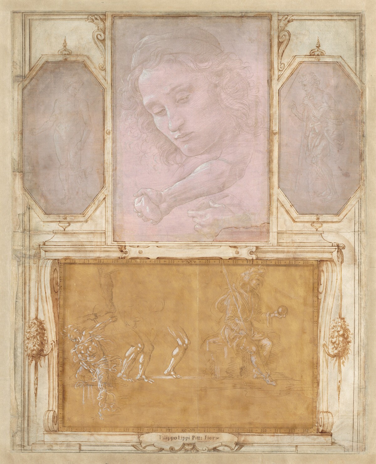 Page from the Collection of Niccolò Gaddi (So-Called "Vasari Page") by Florentine 16th century, The "Chief Framer", Raffaellino del Garbo, and Sandro Botticelli, and Filippino Lippi