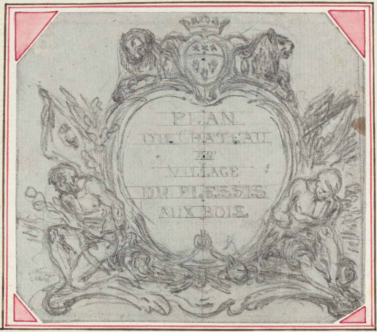 Title Cartouche for a Map of the Chateau and Village of Le Plessis aux Bois by Hubert François Gravelot