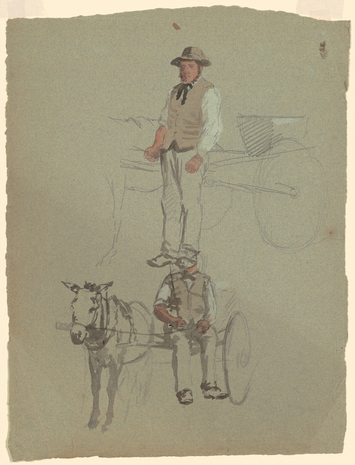 Studies of a Man and Horse Cart by Enoch Wood Perry, Jr.